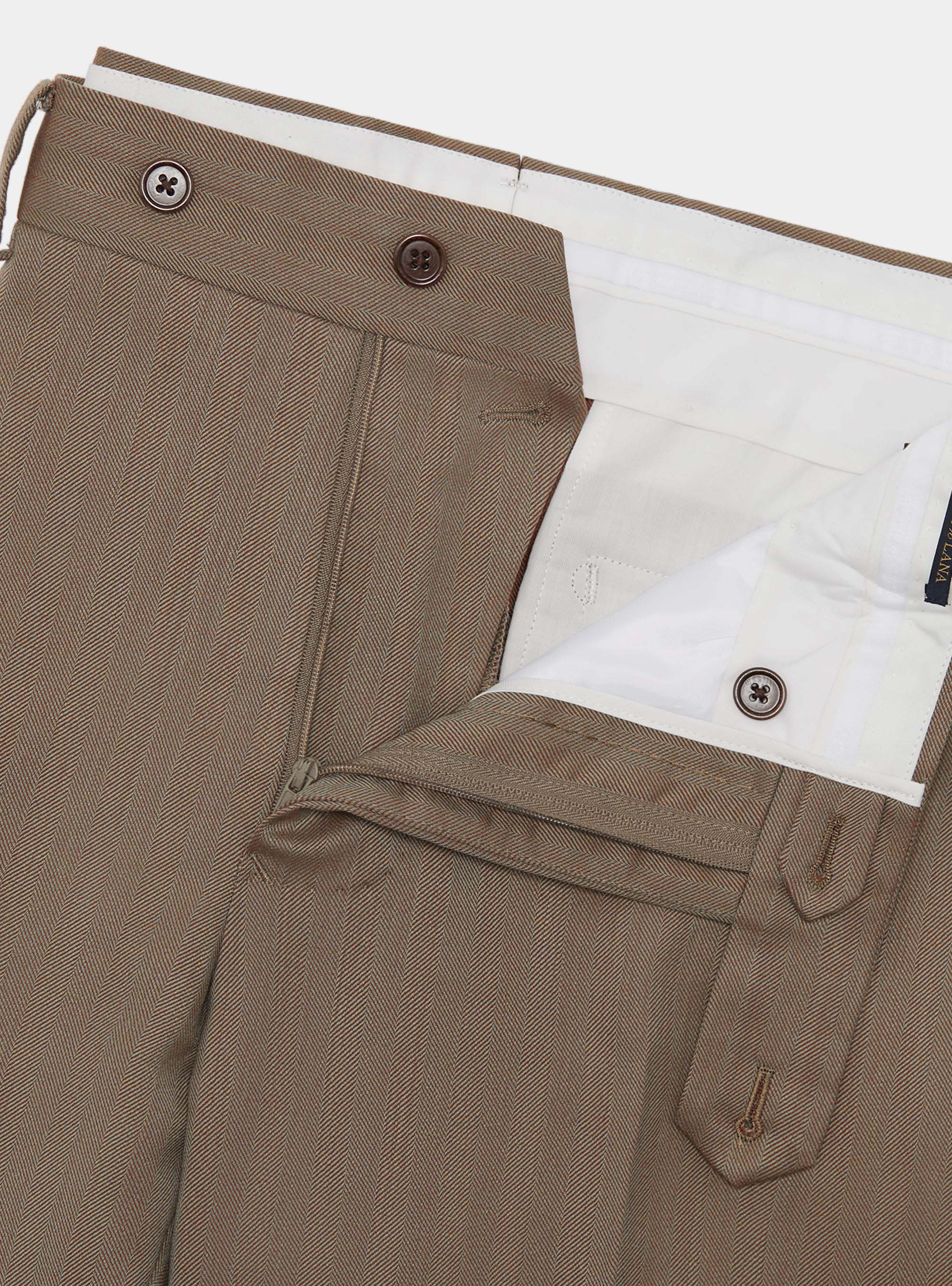 Pantalón de traje en espiga de lana Vitale Barberis Canonico, ARCILLA