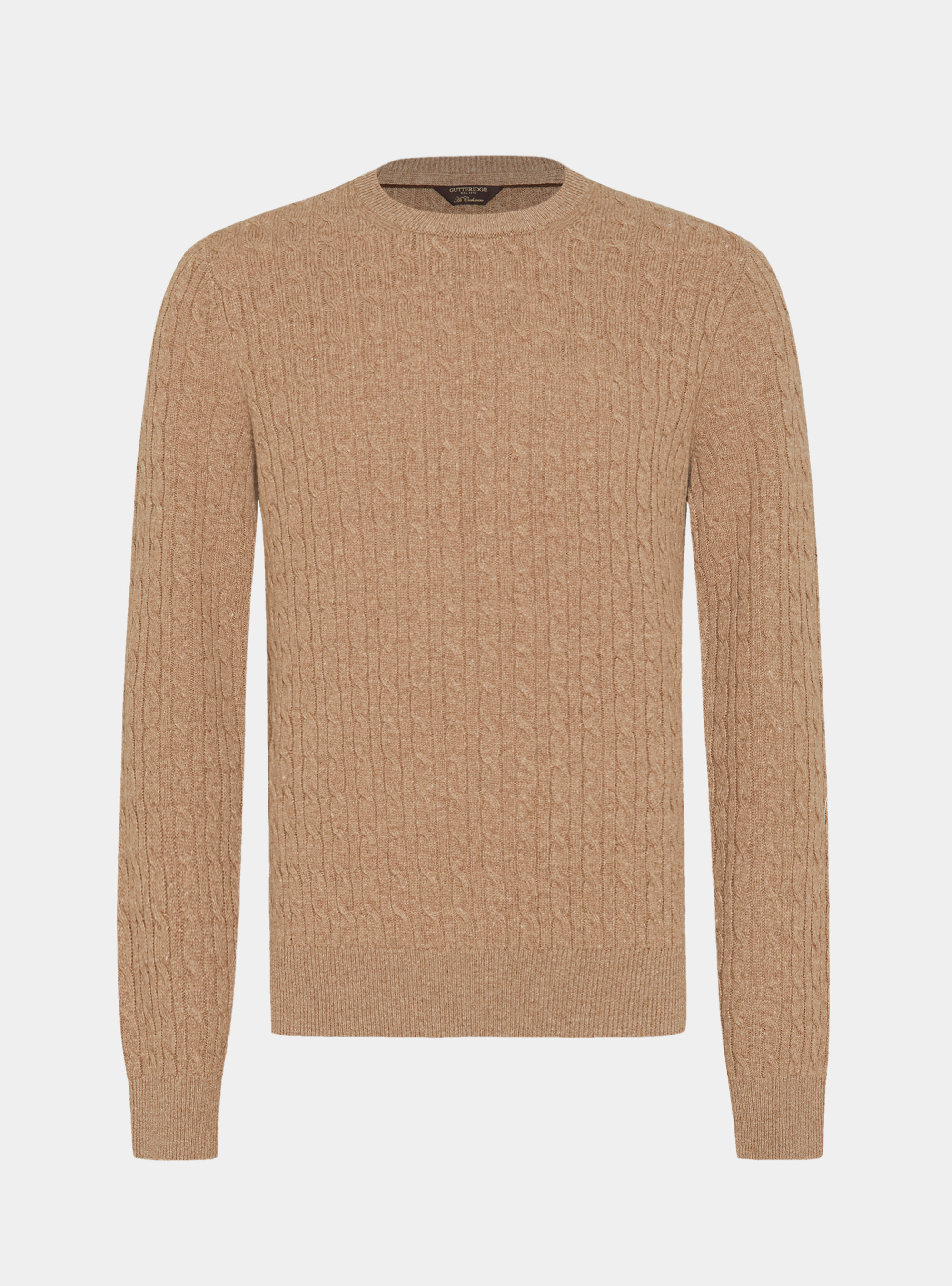 Cashmere wool crew-neck sweater with braid, CAMMELLO 0570C