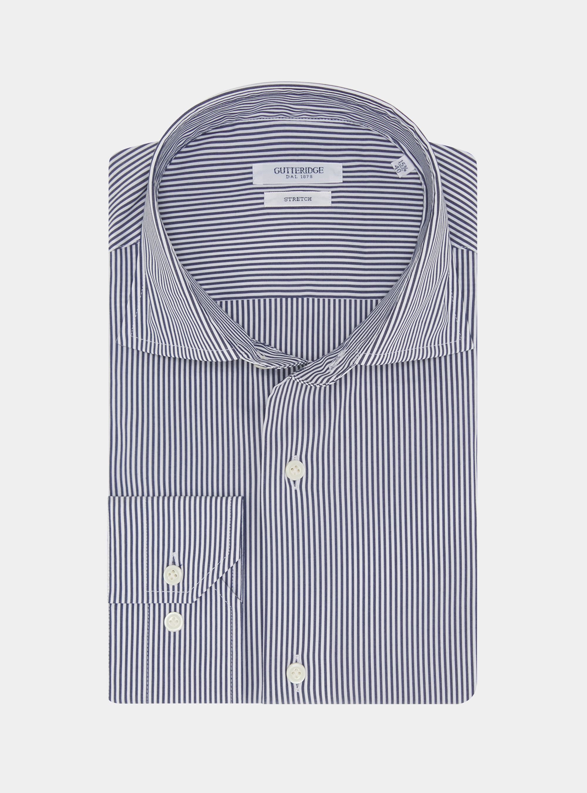 Camicia a righe popeline stretch, BLU NAVY