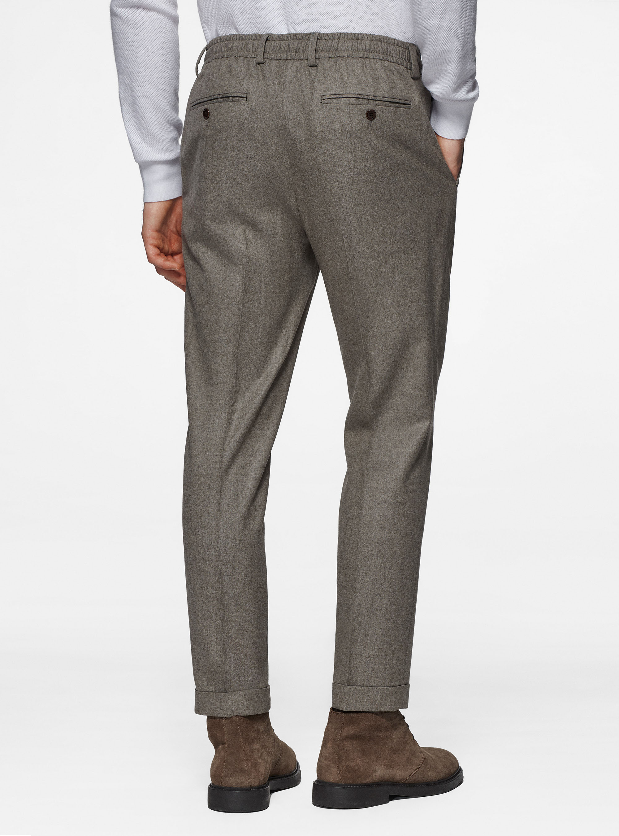 Pantaloni con coulisse in flanella Vitale Barberis Canonico, SABBIA