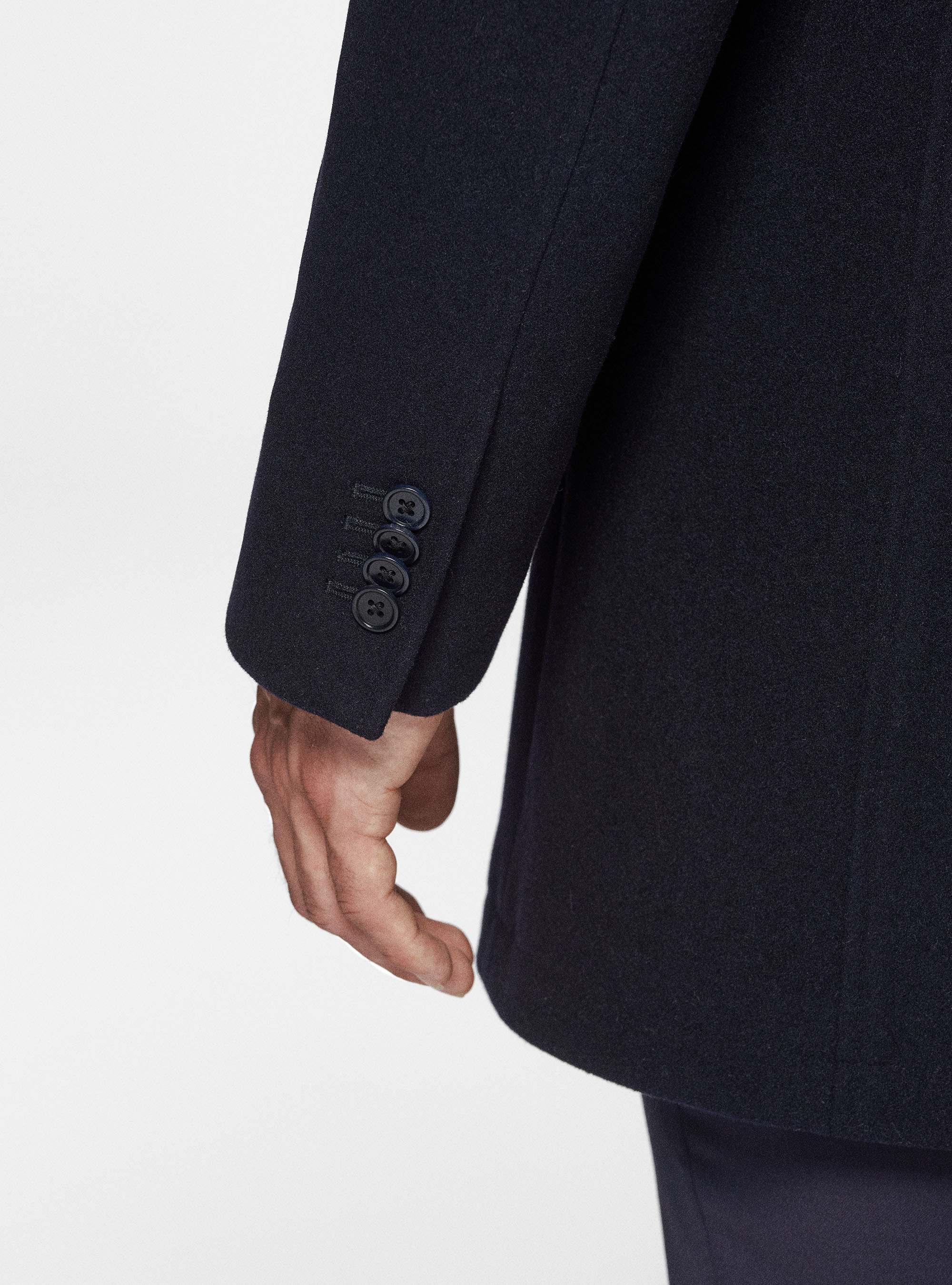 Cappotto in misto lana con pettorina, BLU NAVY