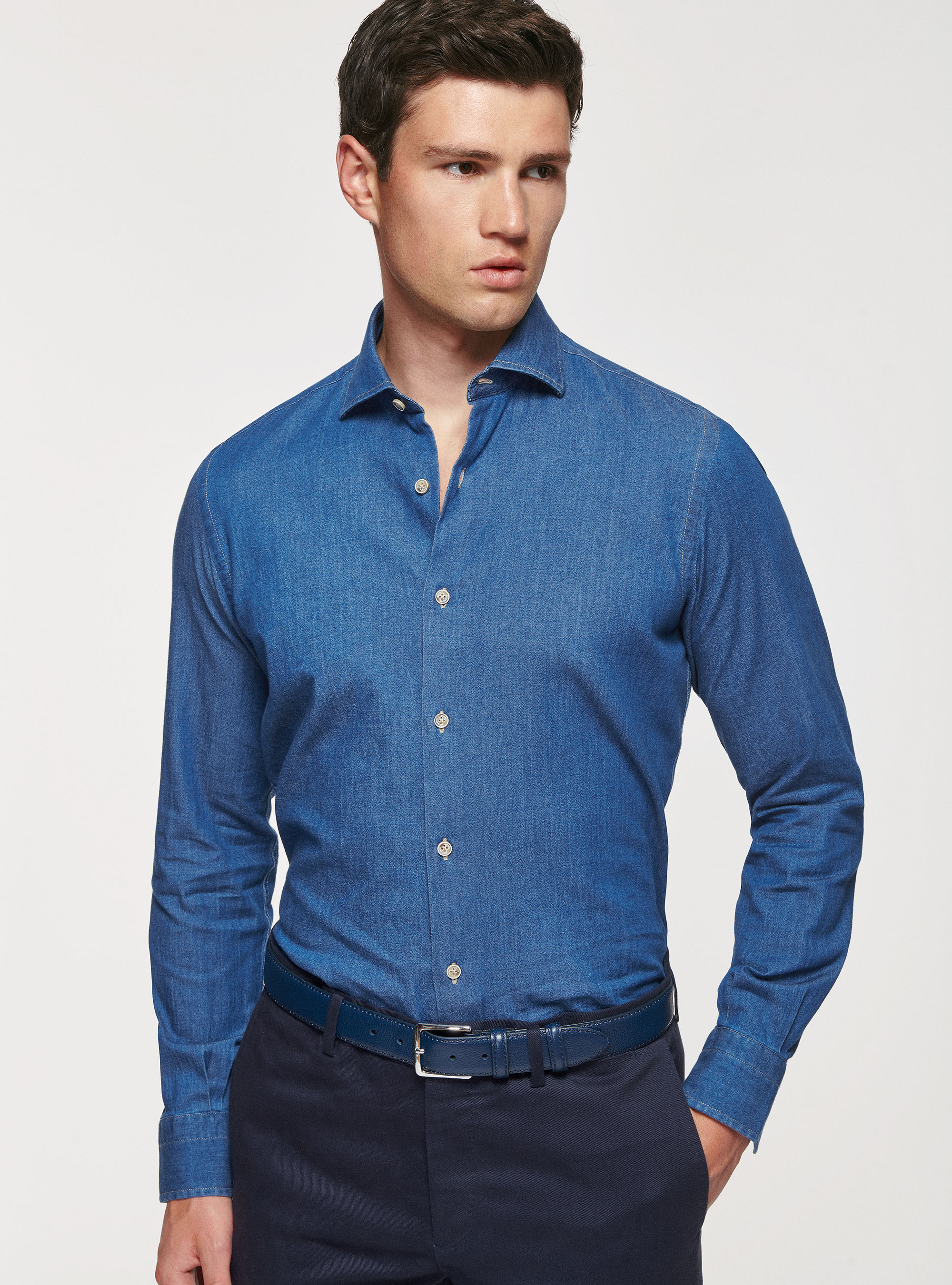 Cotton chambray denim shirt | Gutteridge | Men's Shirts