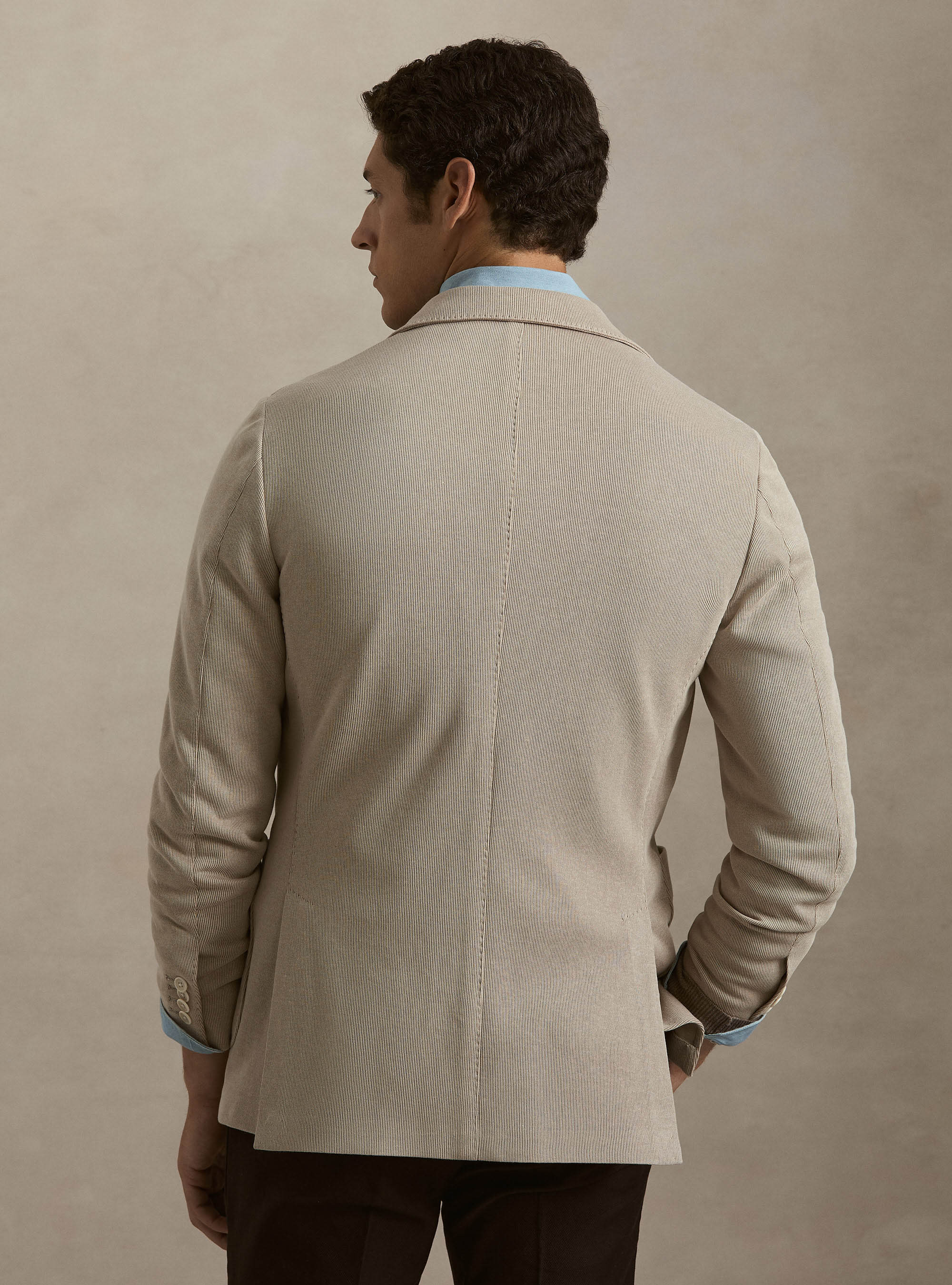 Cotton-Blend Jersey Blazer, ECRU