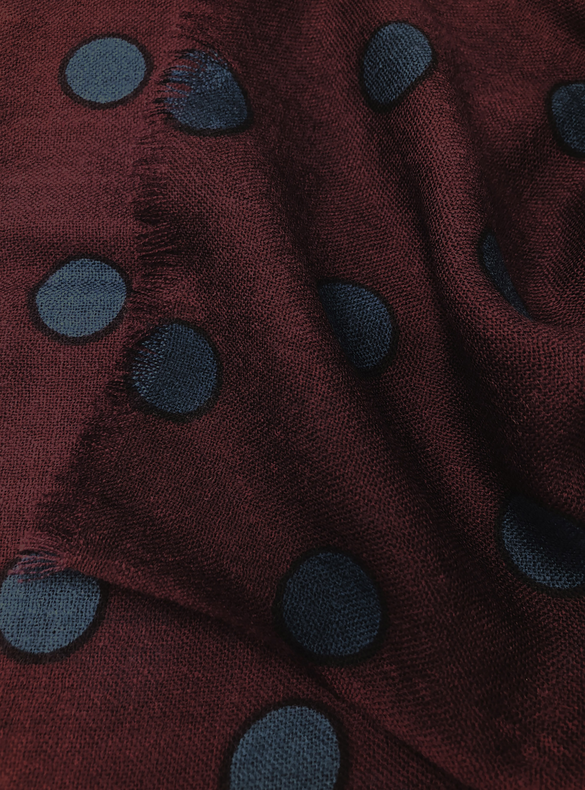 Sciarpa in lana a pois, BORDEAUX