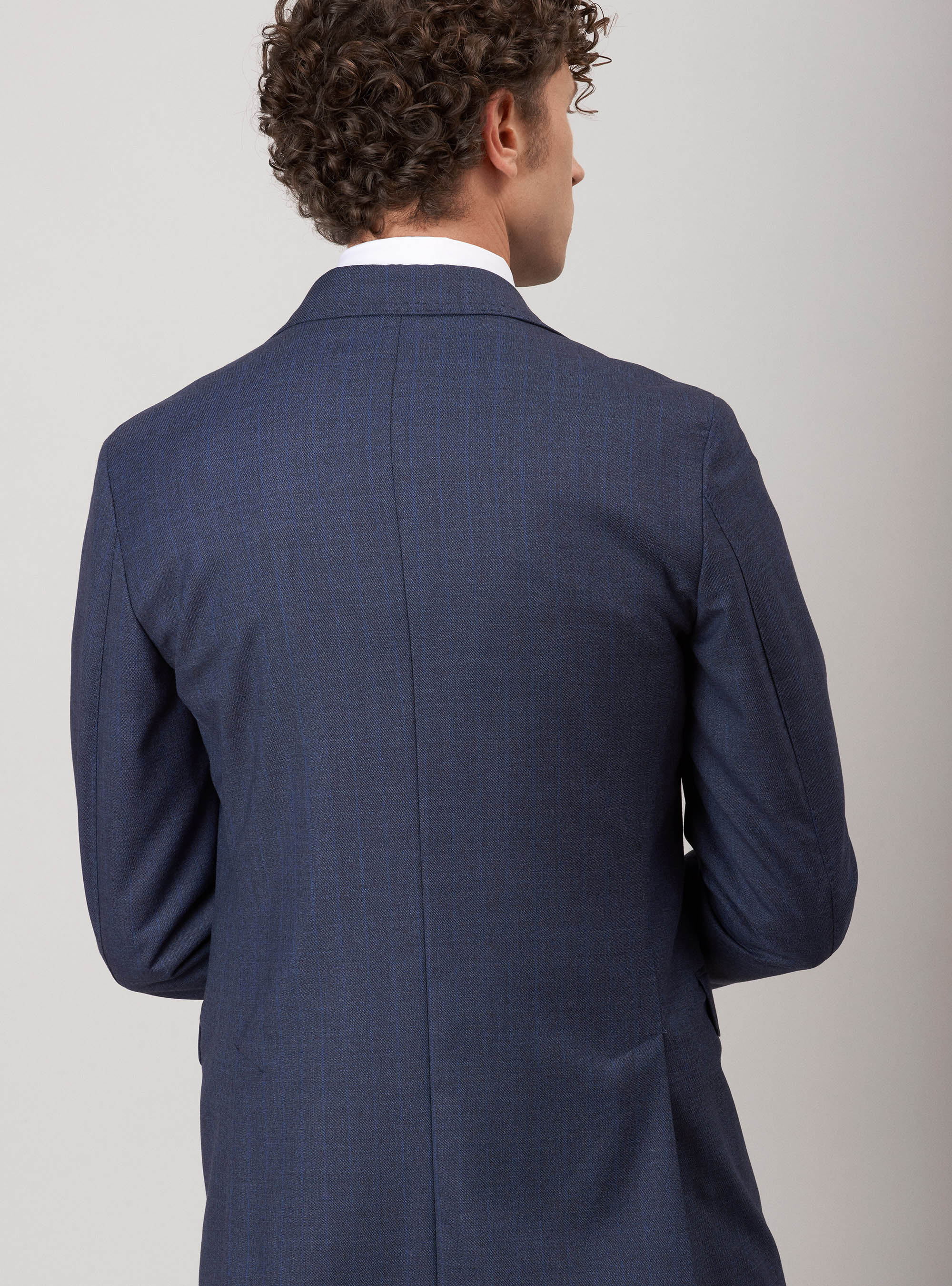 Giacca per abito in lana gessata, BLU NAVY