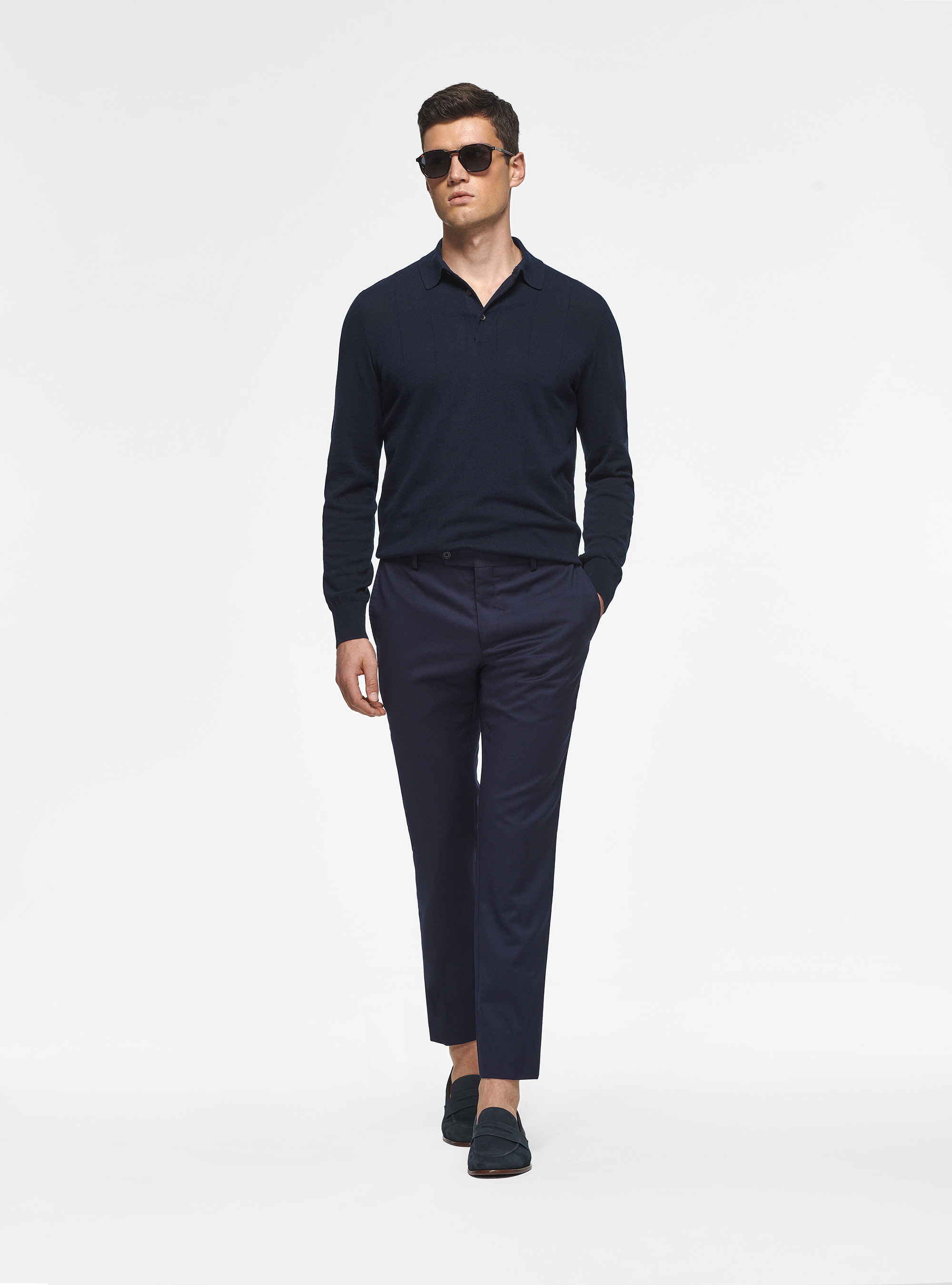 Pantaloni in pura lana superfine 110's, BLU NAVY
