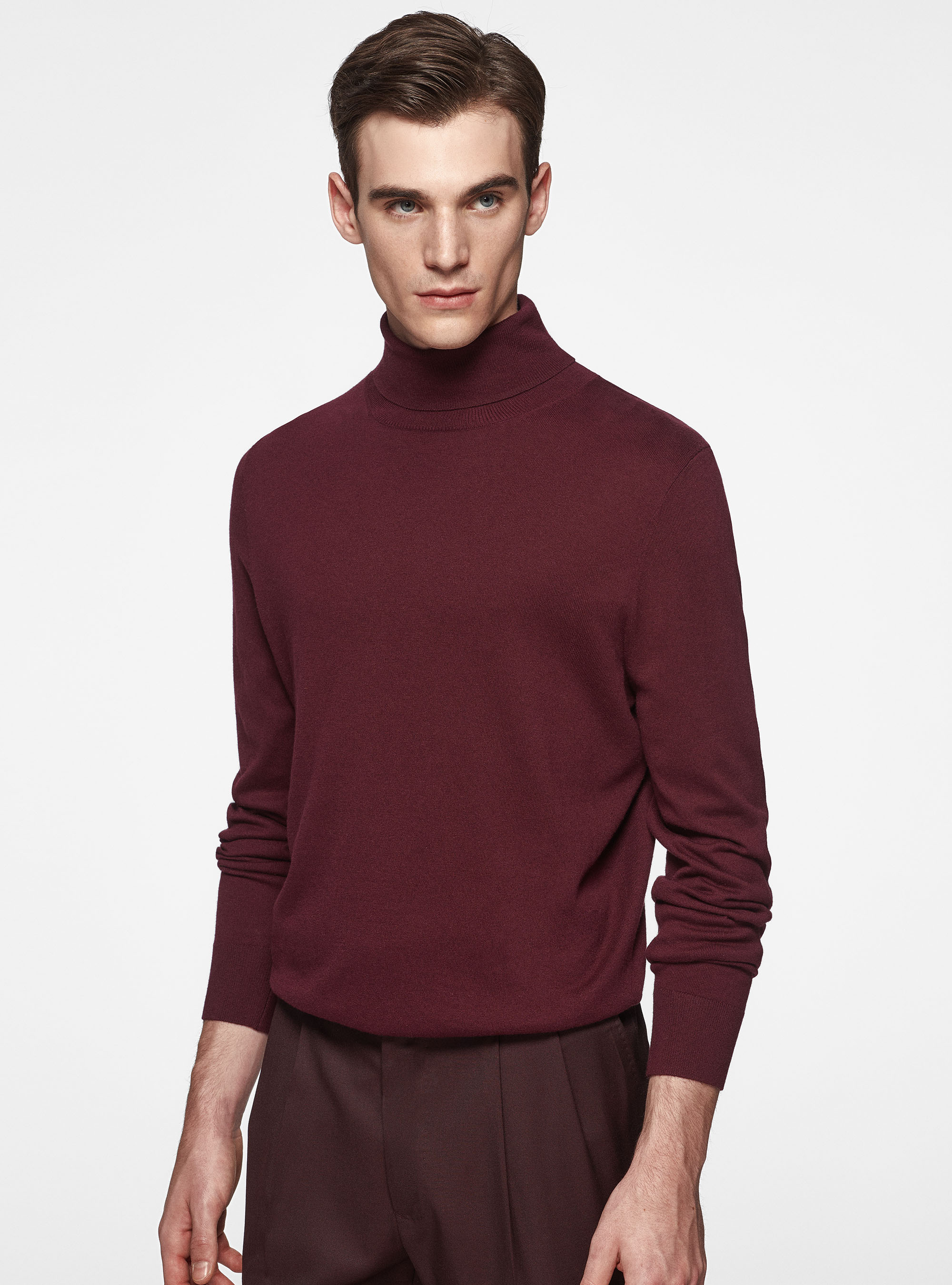 Dolcevita in cotone seta e cashmere, BORDEAUX