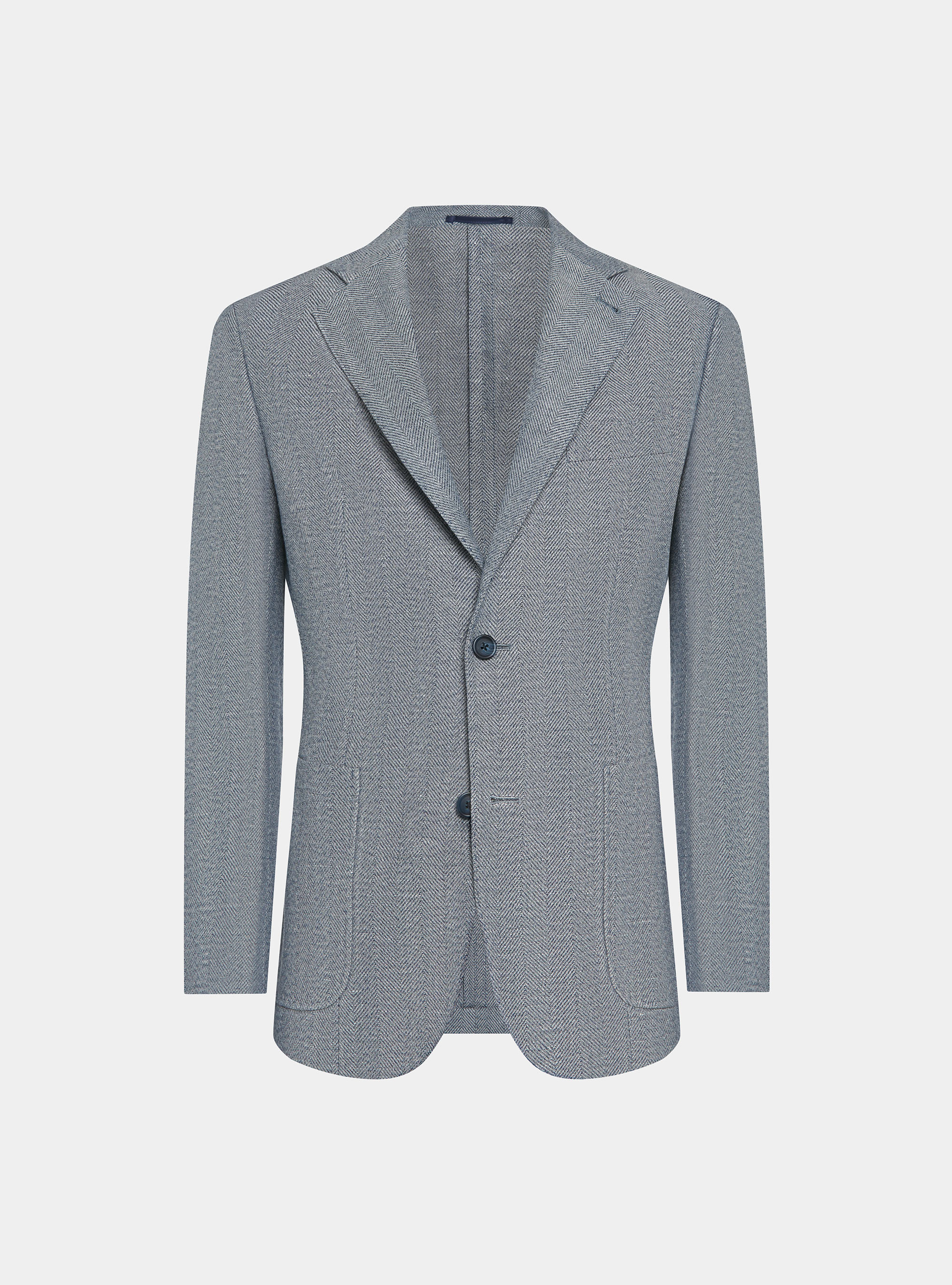 Giacca in cotone e lino spigato, BLU NAVY