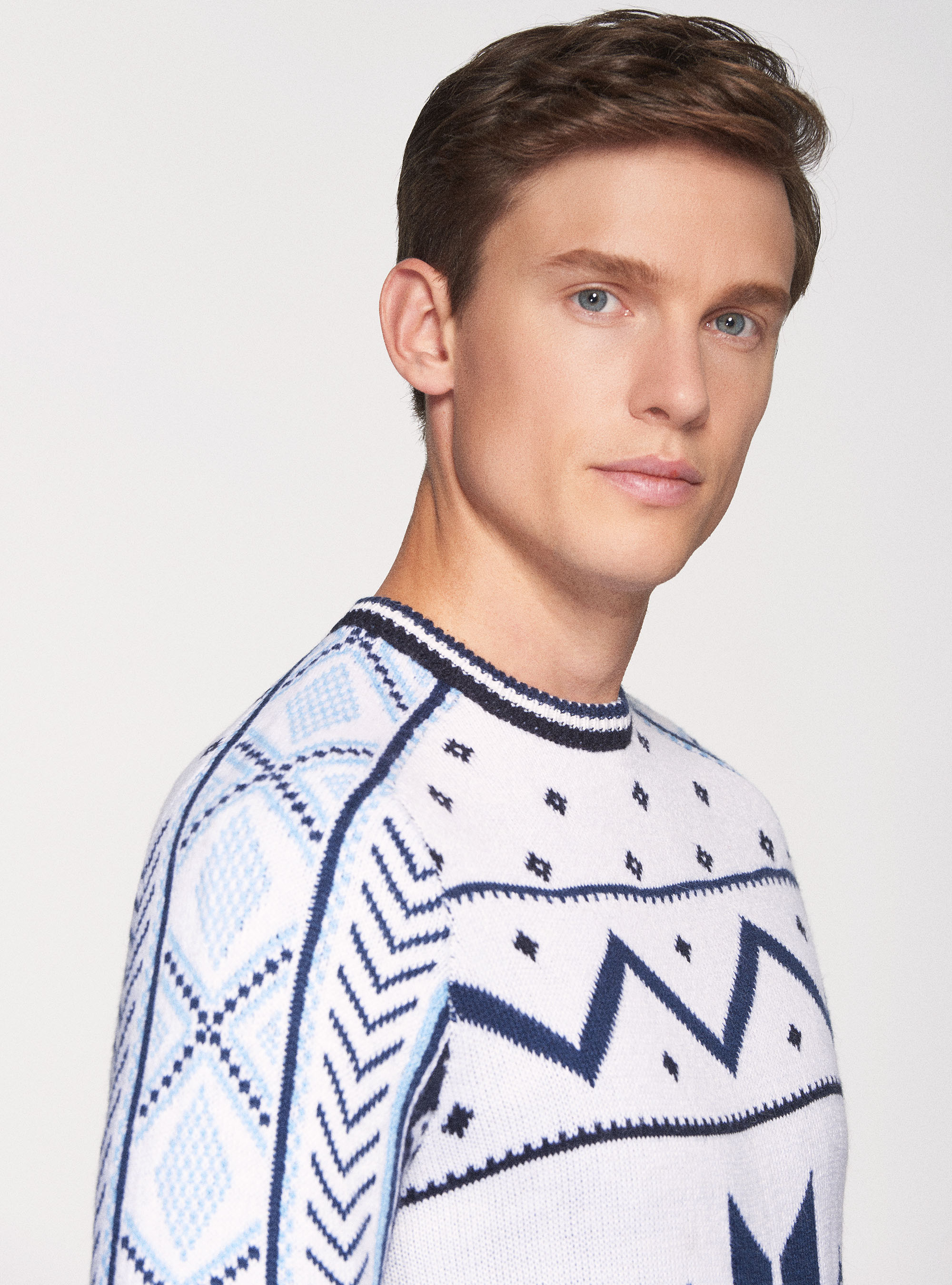 Maglia girocollo natalizia, BIANCO