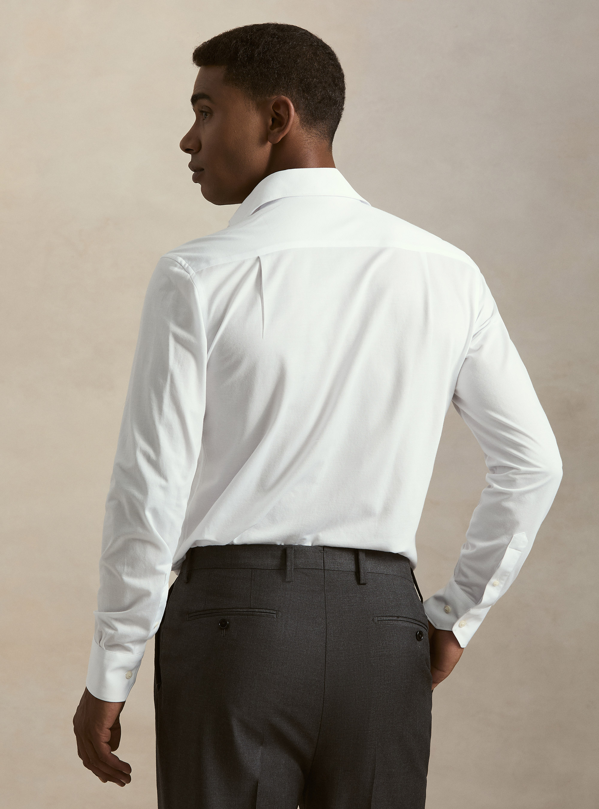 Camicia GT01 in jersey di misto cotone, BIANCO