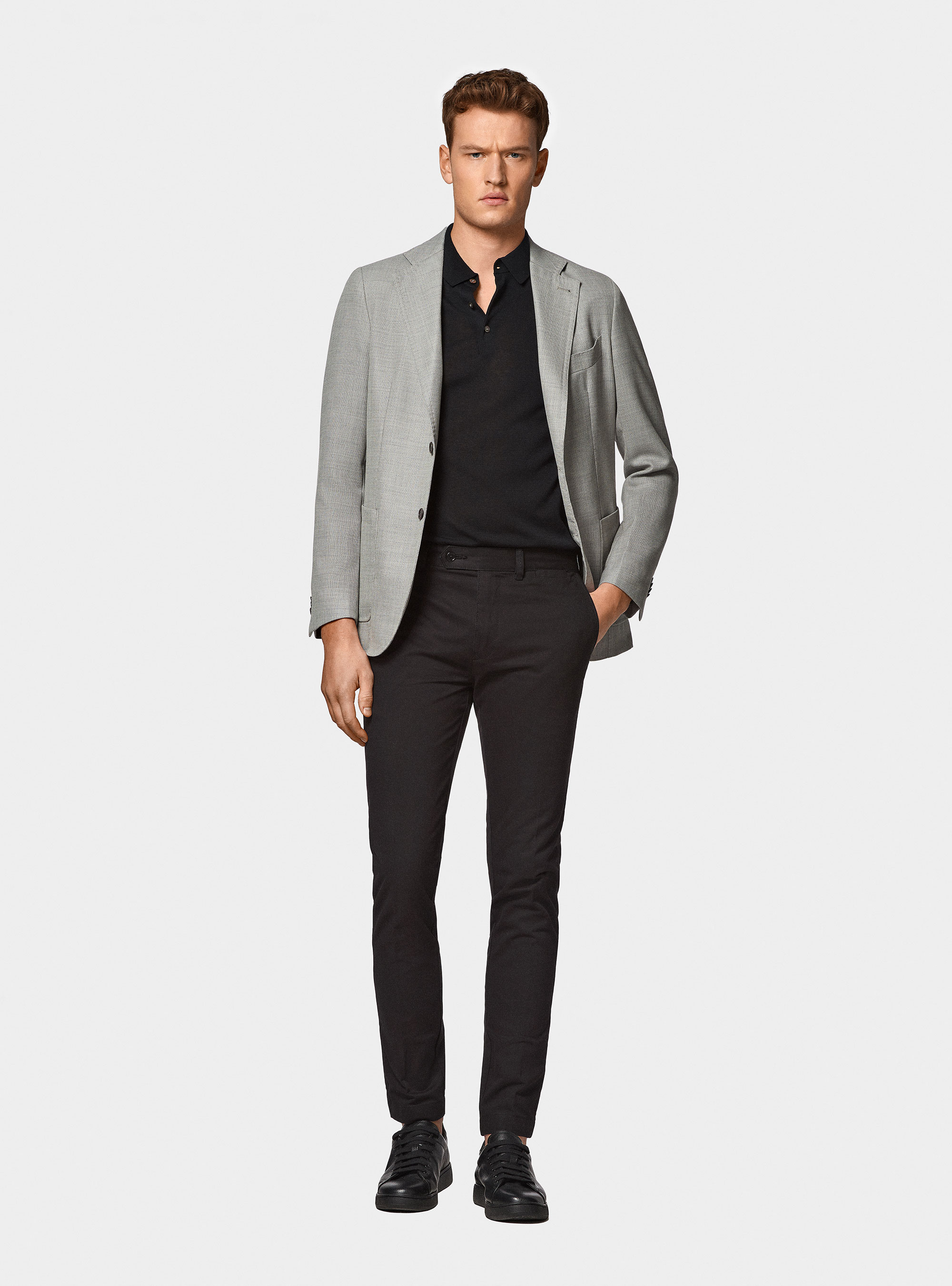 Micro-textured pure wool blazer, GREY