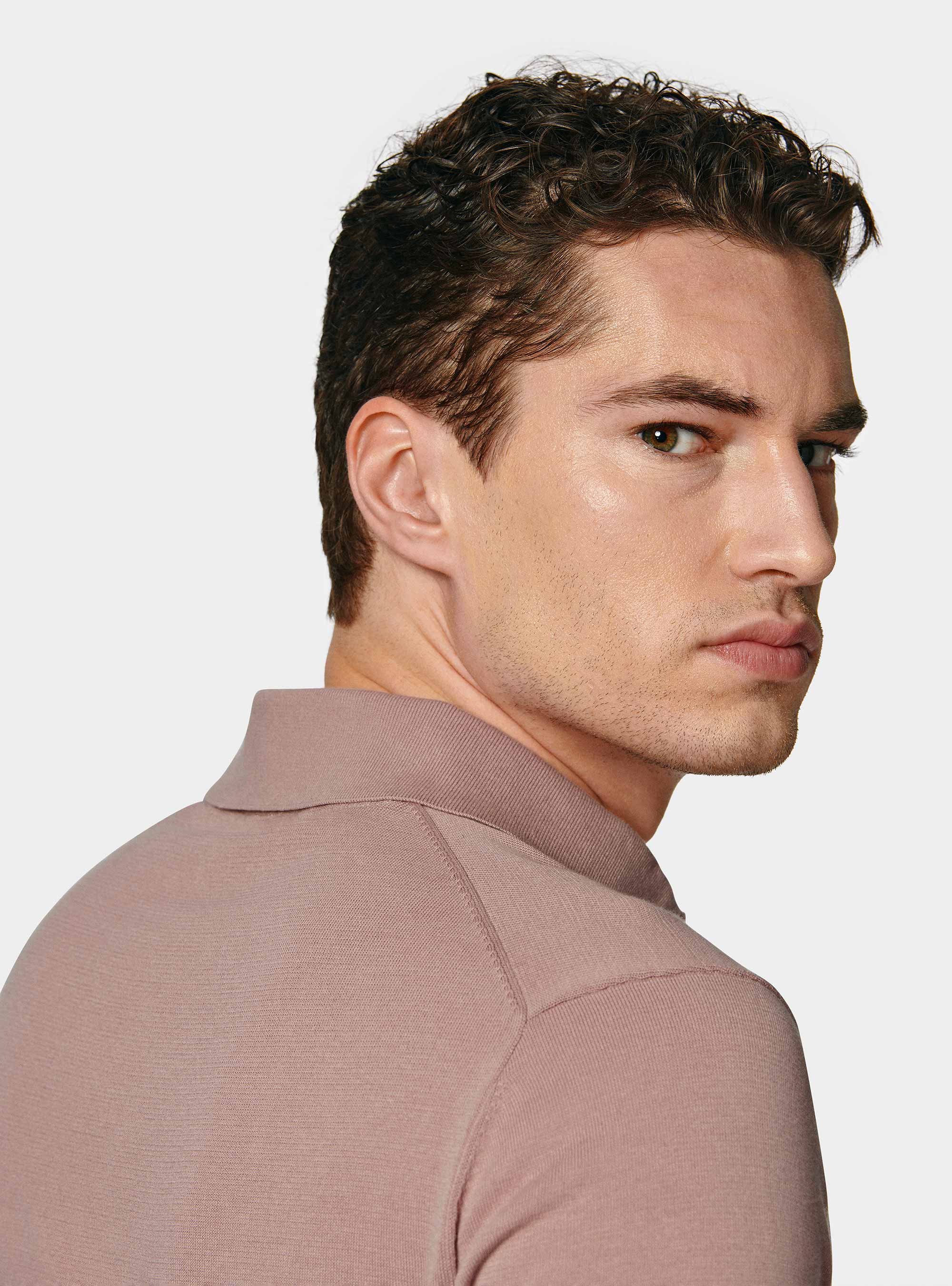 Polo de punto de algodón extrafino, 0441C ROSA SCURO