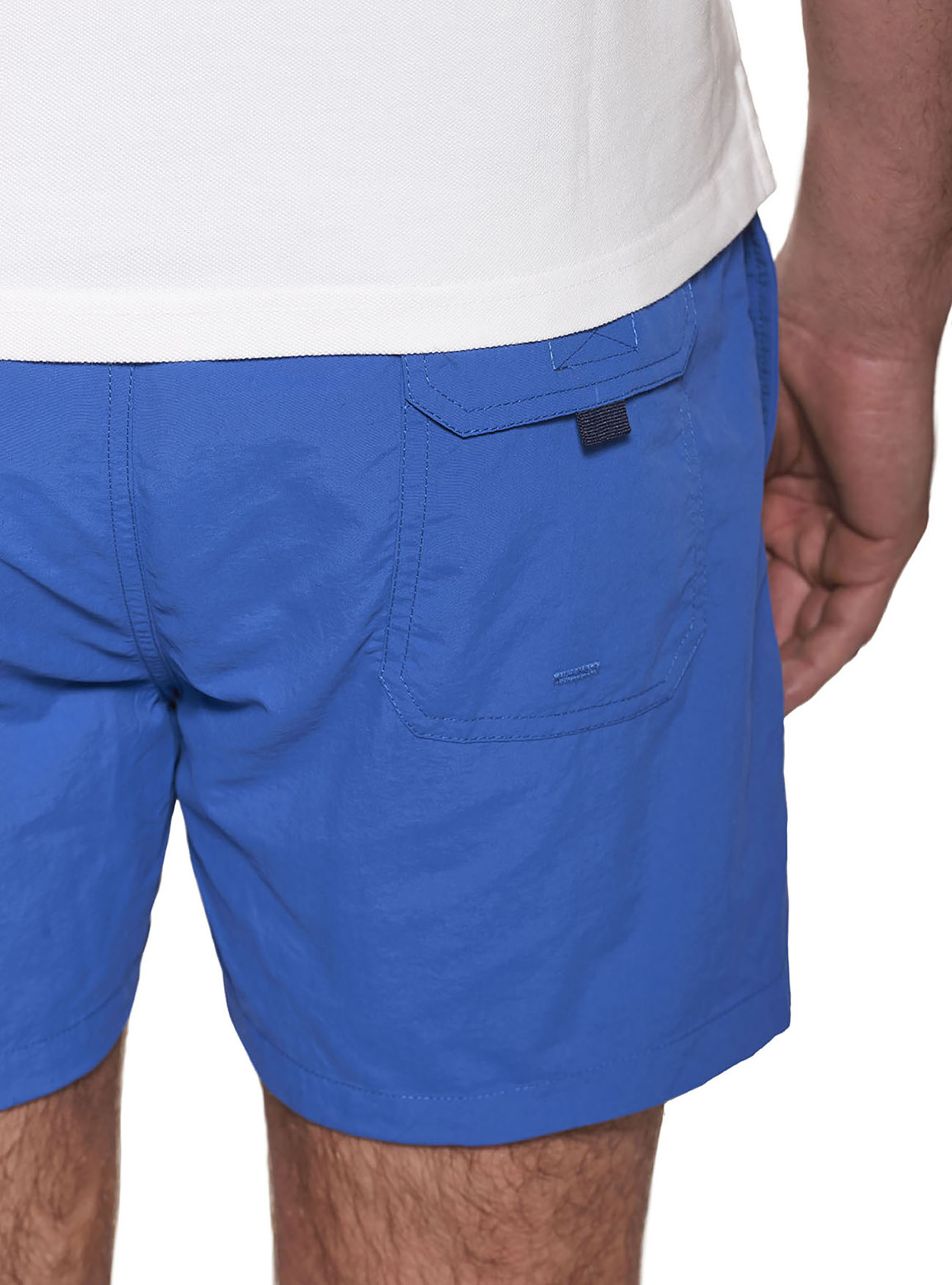 Basic plain colour swimsuit with embroidery, BLUE ROYAL
