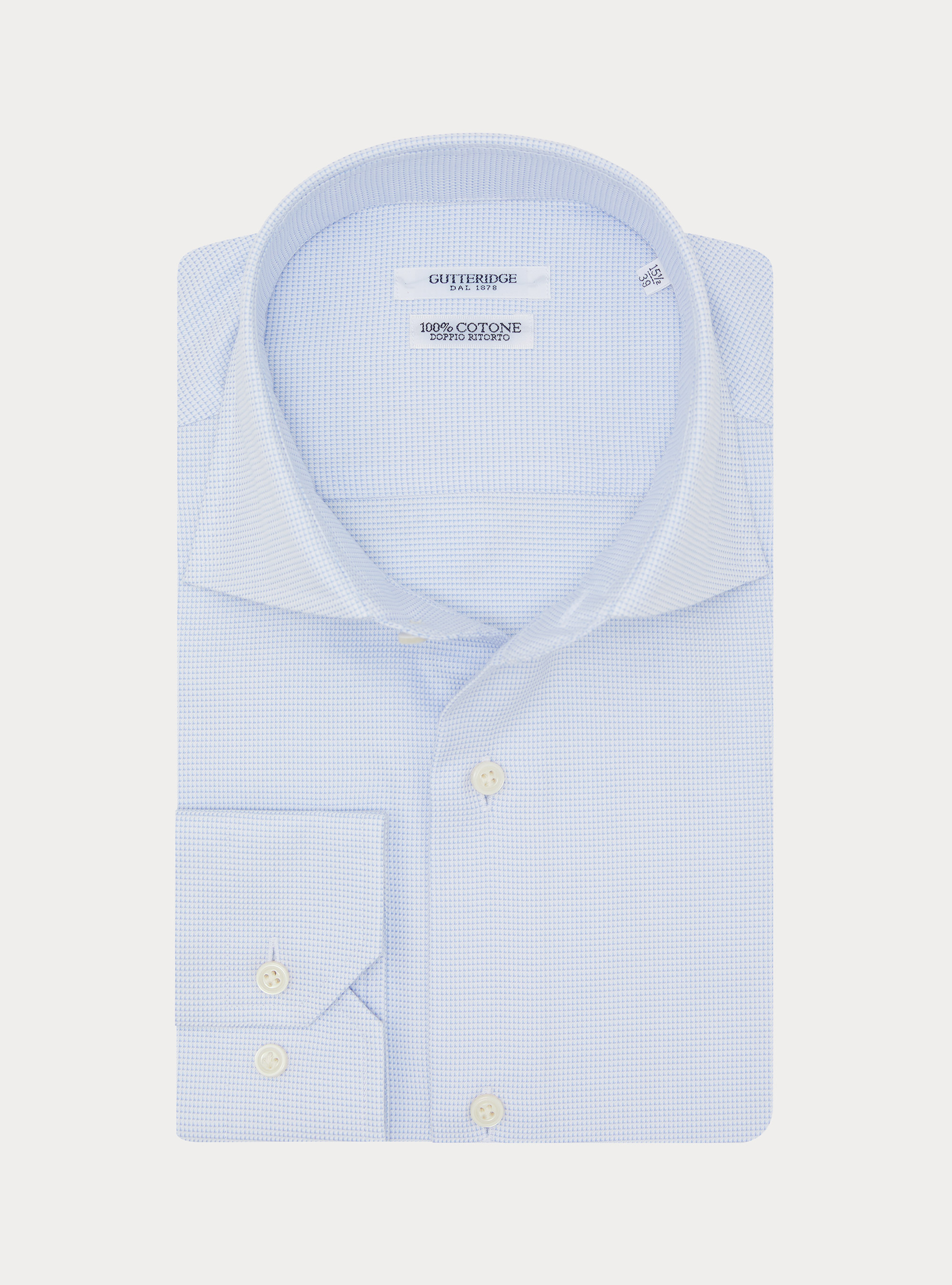 Camicia in cotone operato, AZZURRO