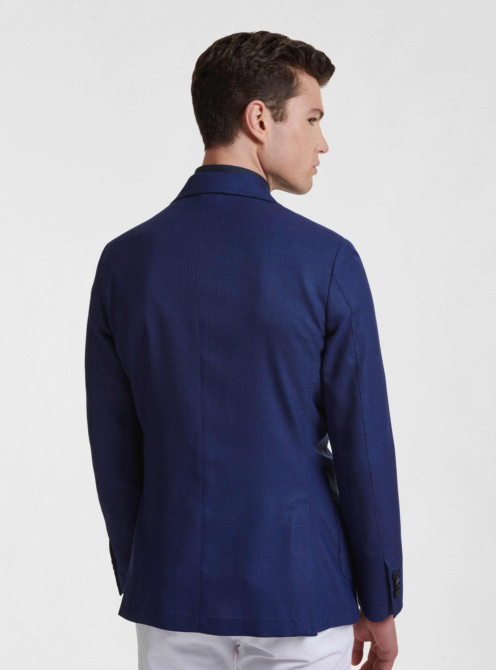 Giacca in pura lana hopsack Vitale Barberis Canonico, BLU