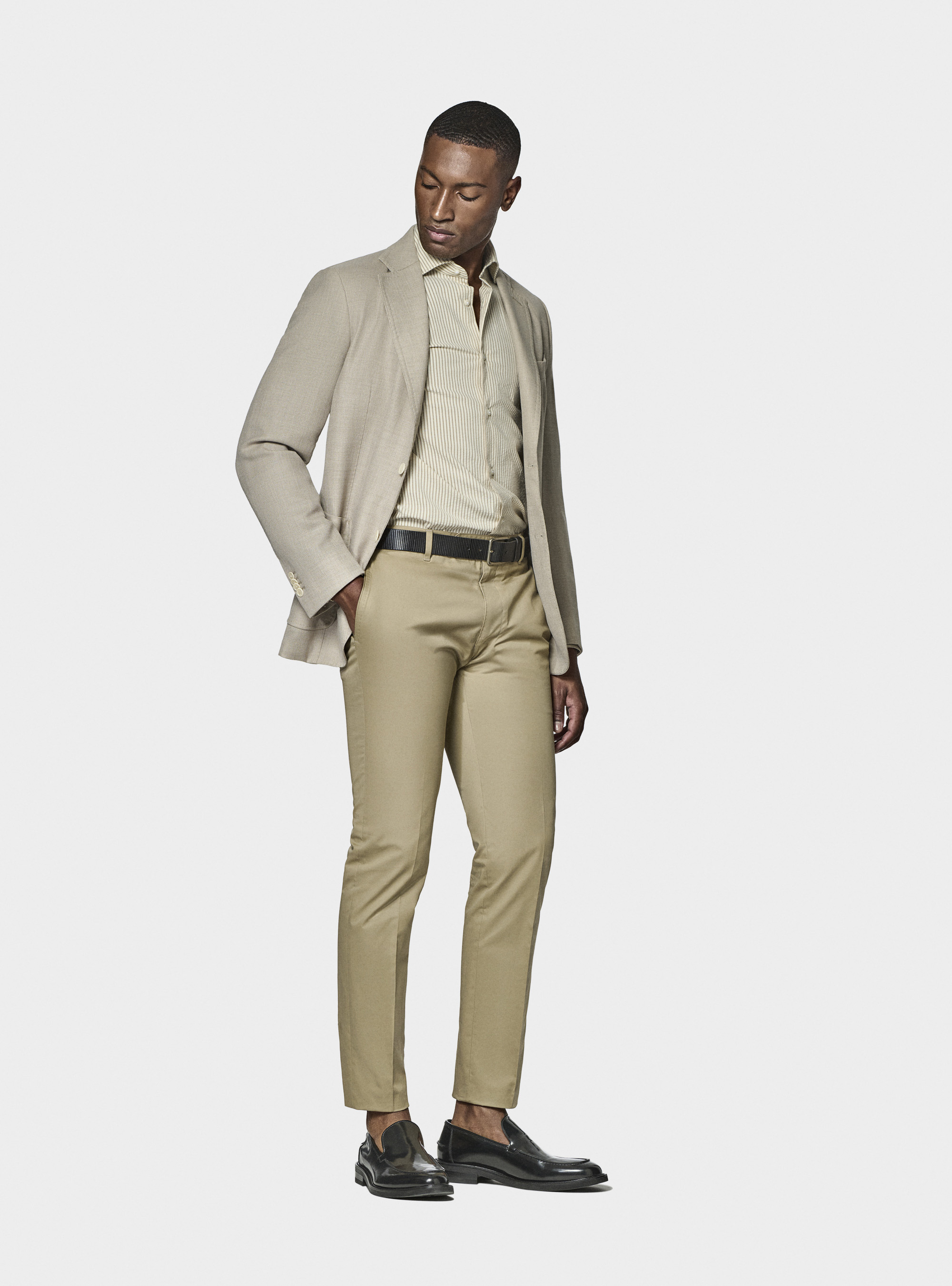 Micro-textured pure wool blazer, ECRU