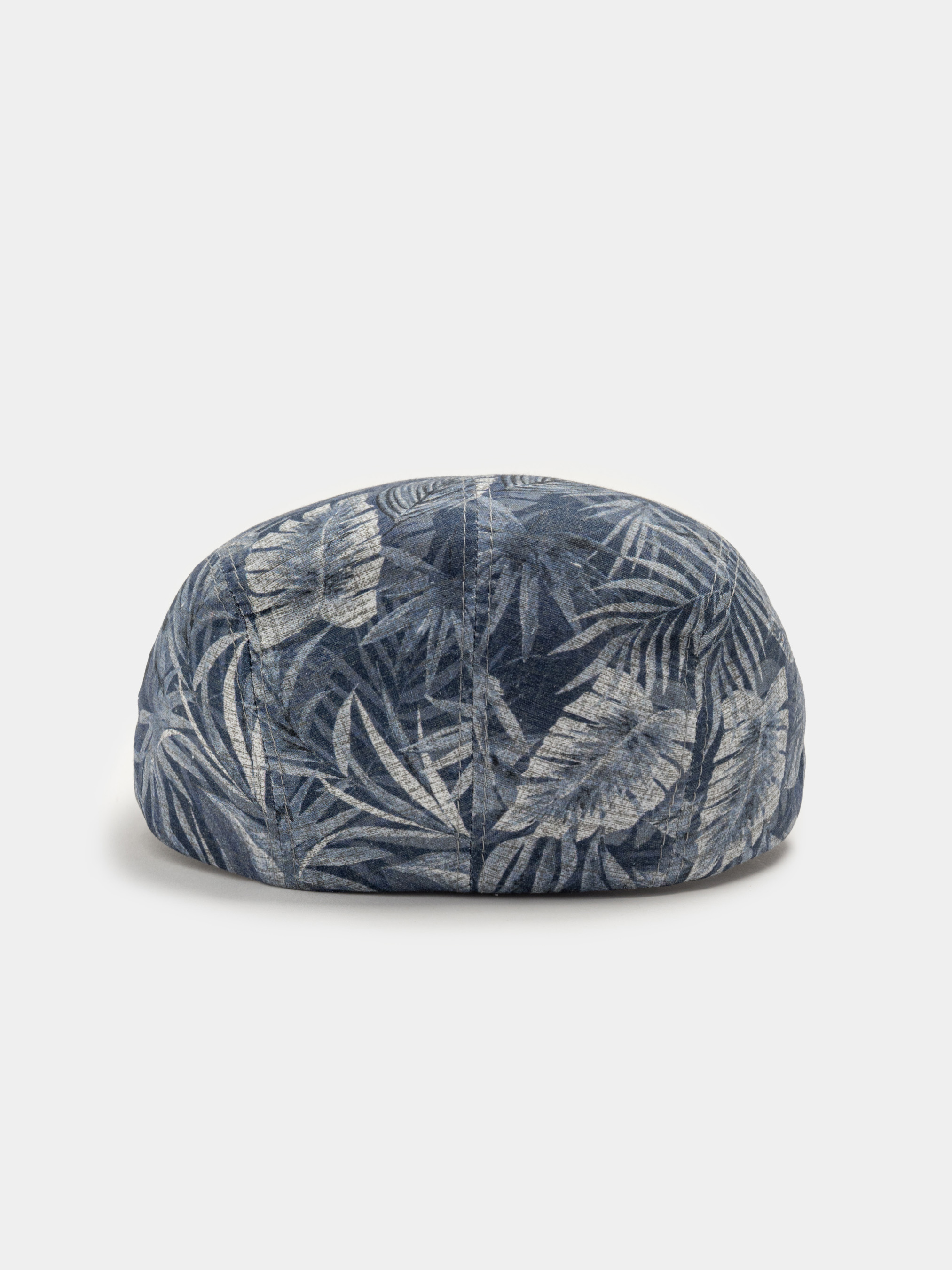 Coppola fantasia floreale in misto lino, BLU