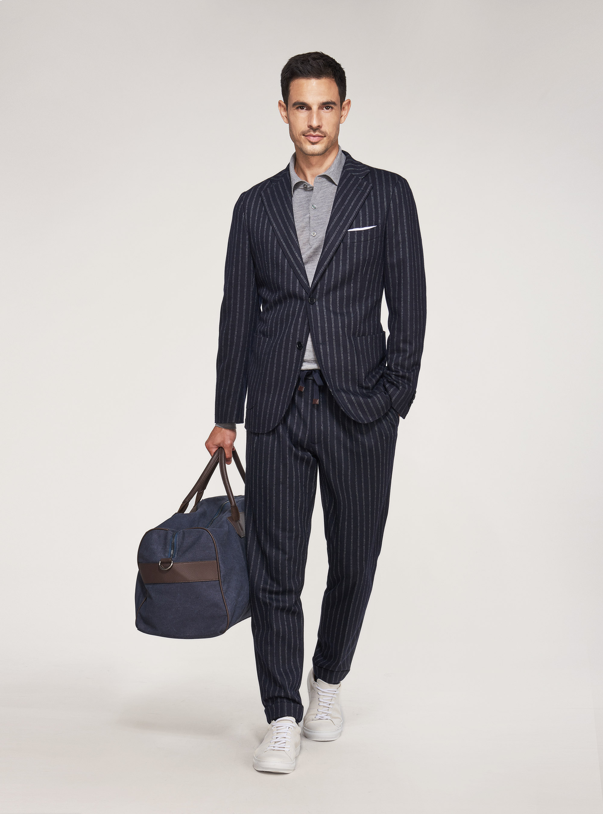 Giacca sfoderata a righe, BLU NAVY