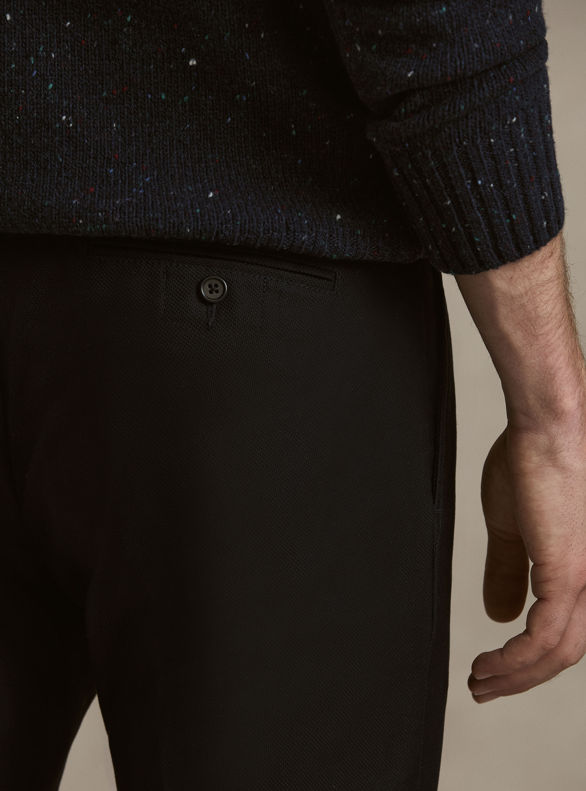 Pantaloni chino in cotone armaturato, BLU NAVY
