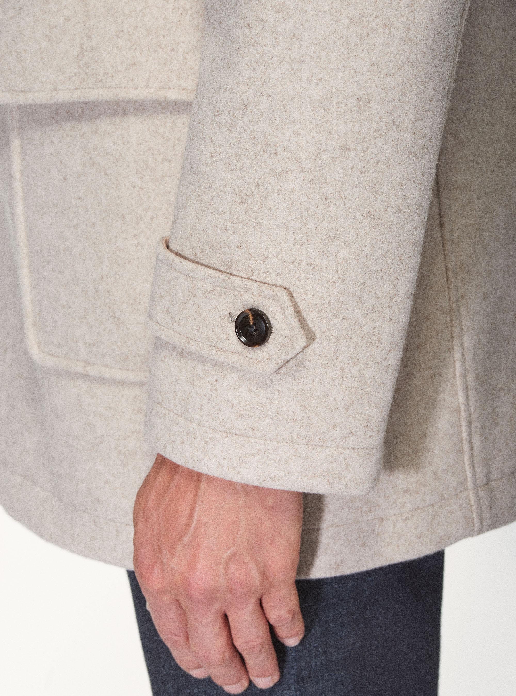 Montgomery with hood in wool blend, ECRU