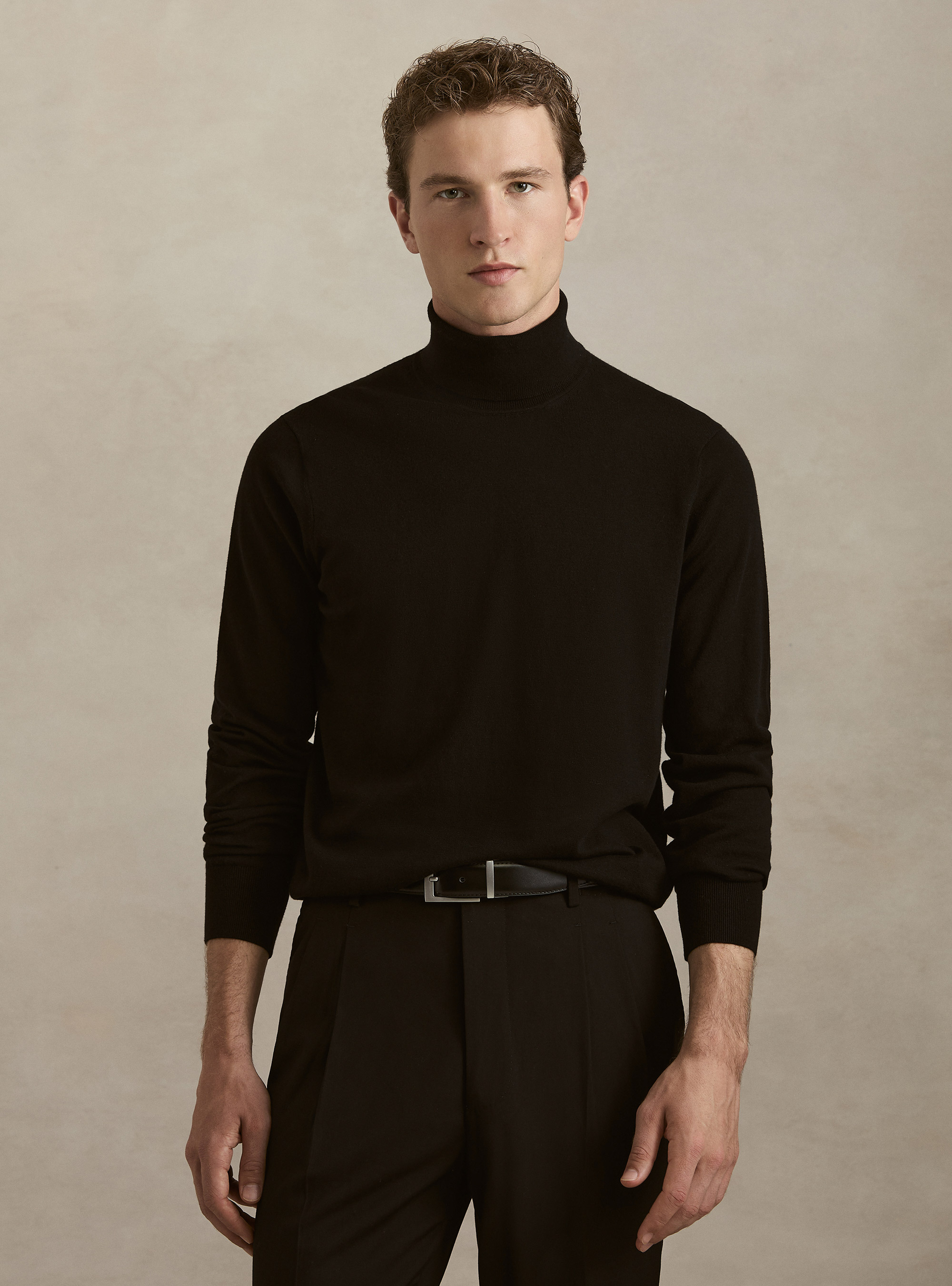 Dolcevita in cotone e cashmere, NERO