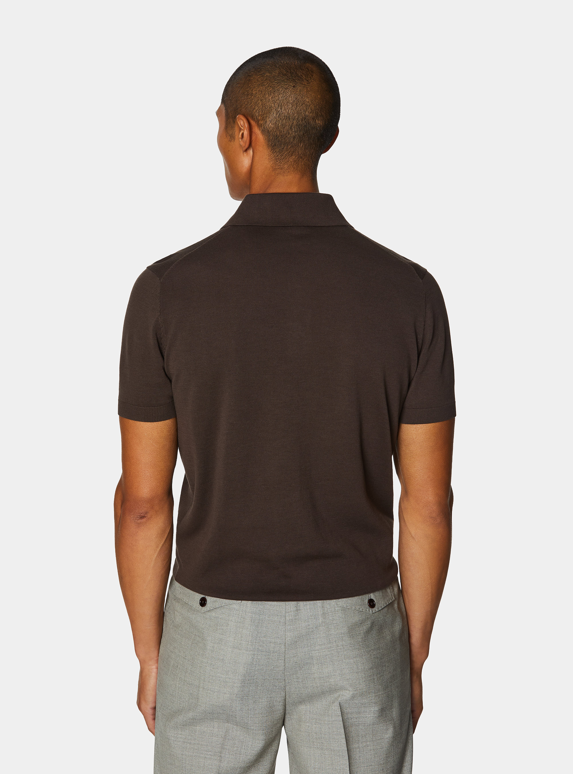 Polo in maglia in cotone m/c, BROWN