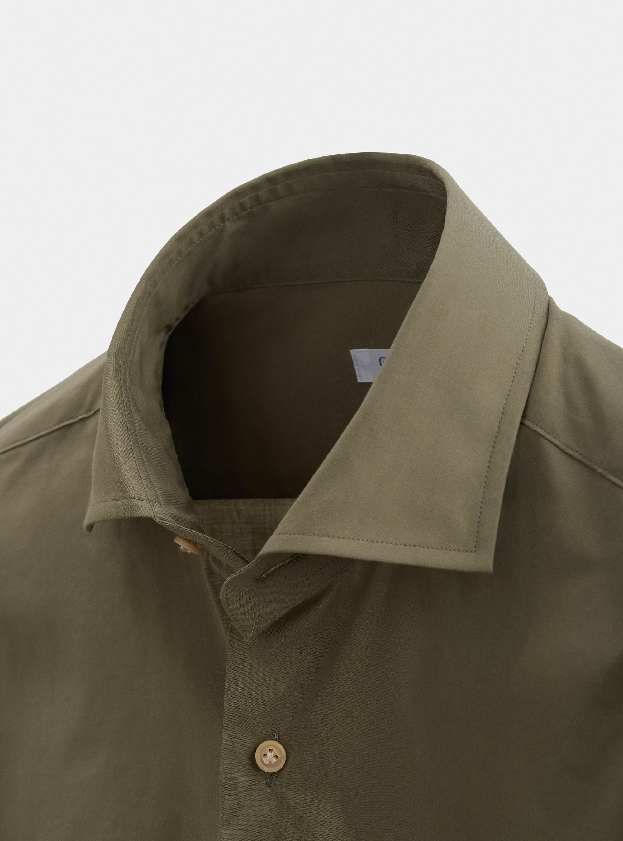 Camicia collo francese in mussola di cotone, VERDE