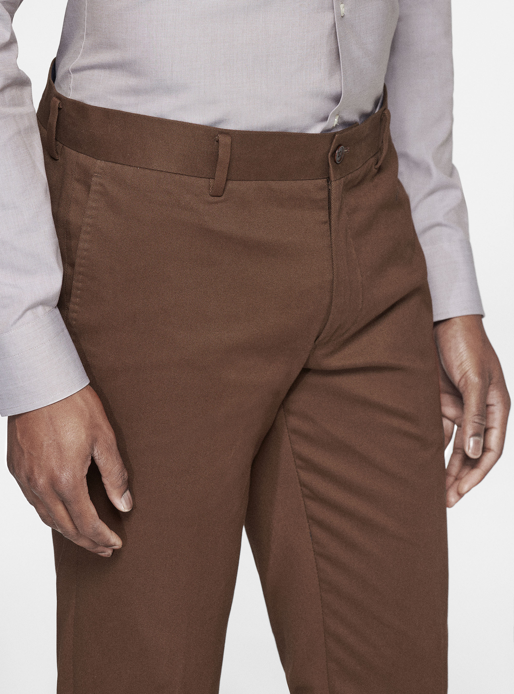 Pantaloni in cotone smerigliato, MARRONE