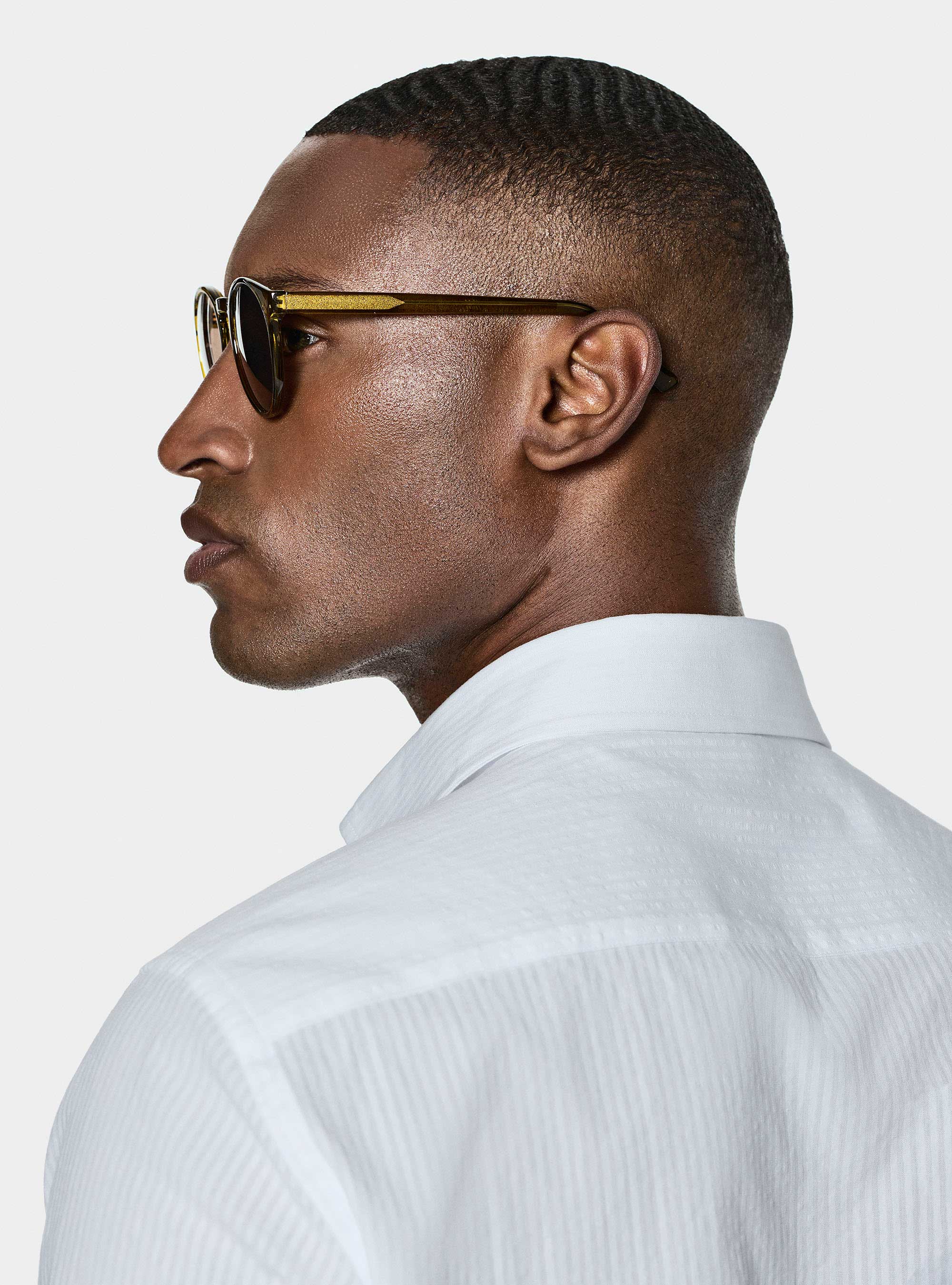 Camicia in puro cotone seersucker, BIANCO