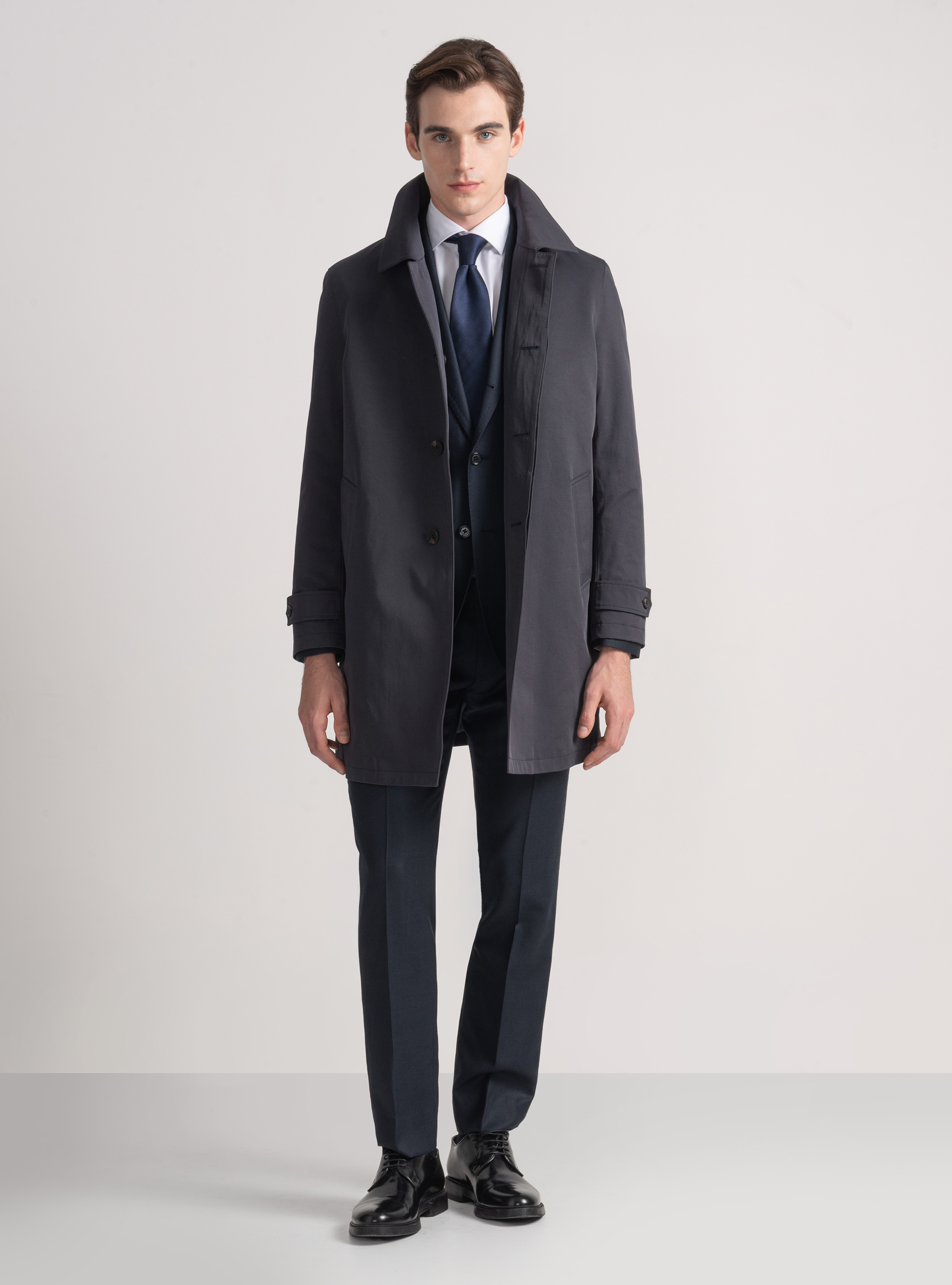 Impermeabile tecnico imbottito in misto cotone, BLU NAVY