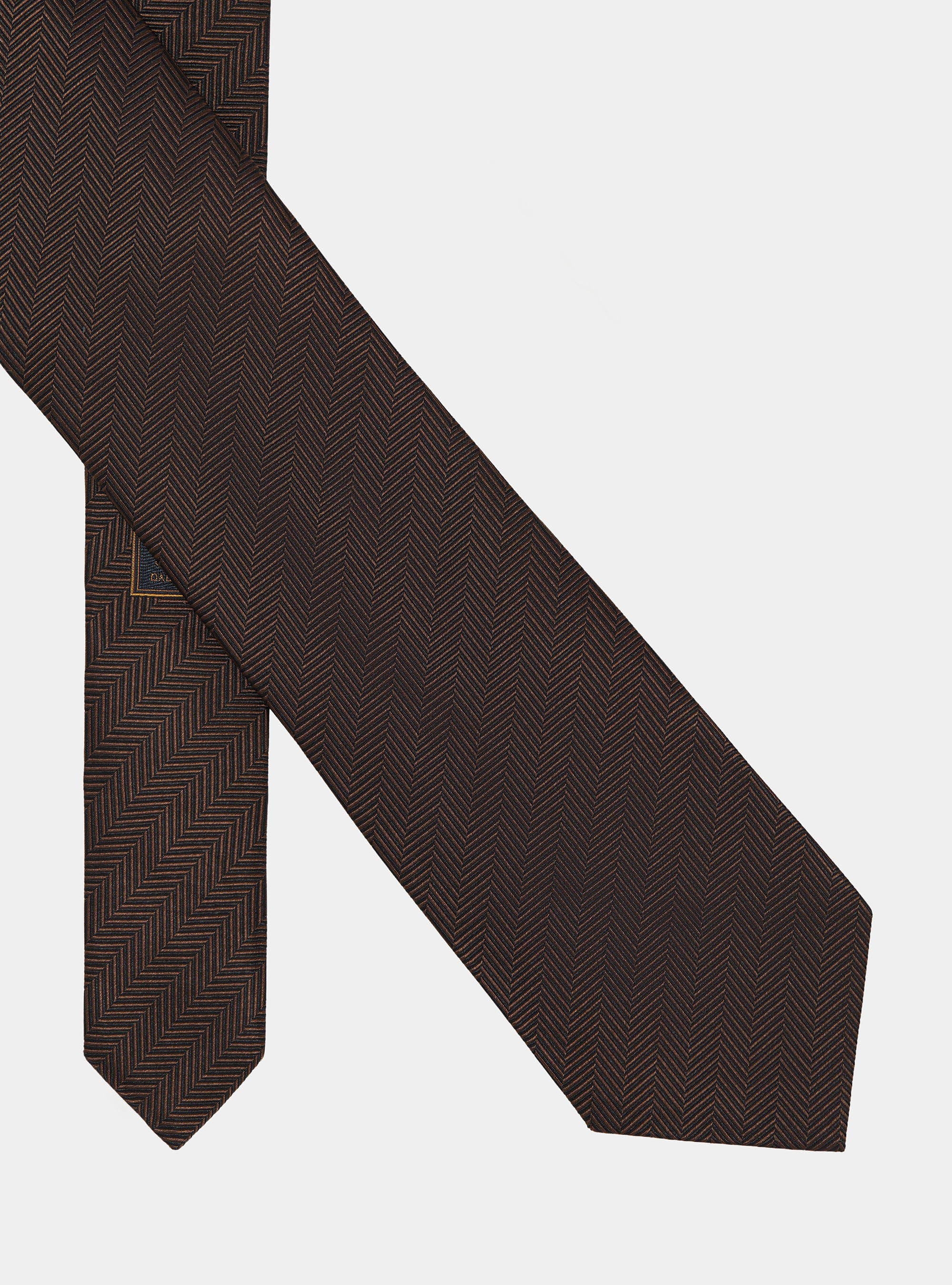 Herringbone silk tie, BROWN