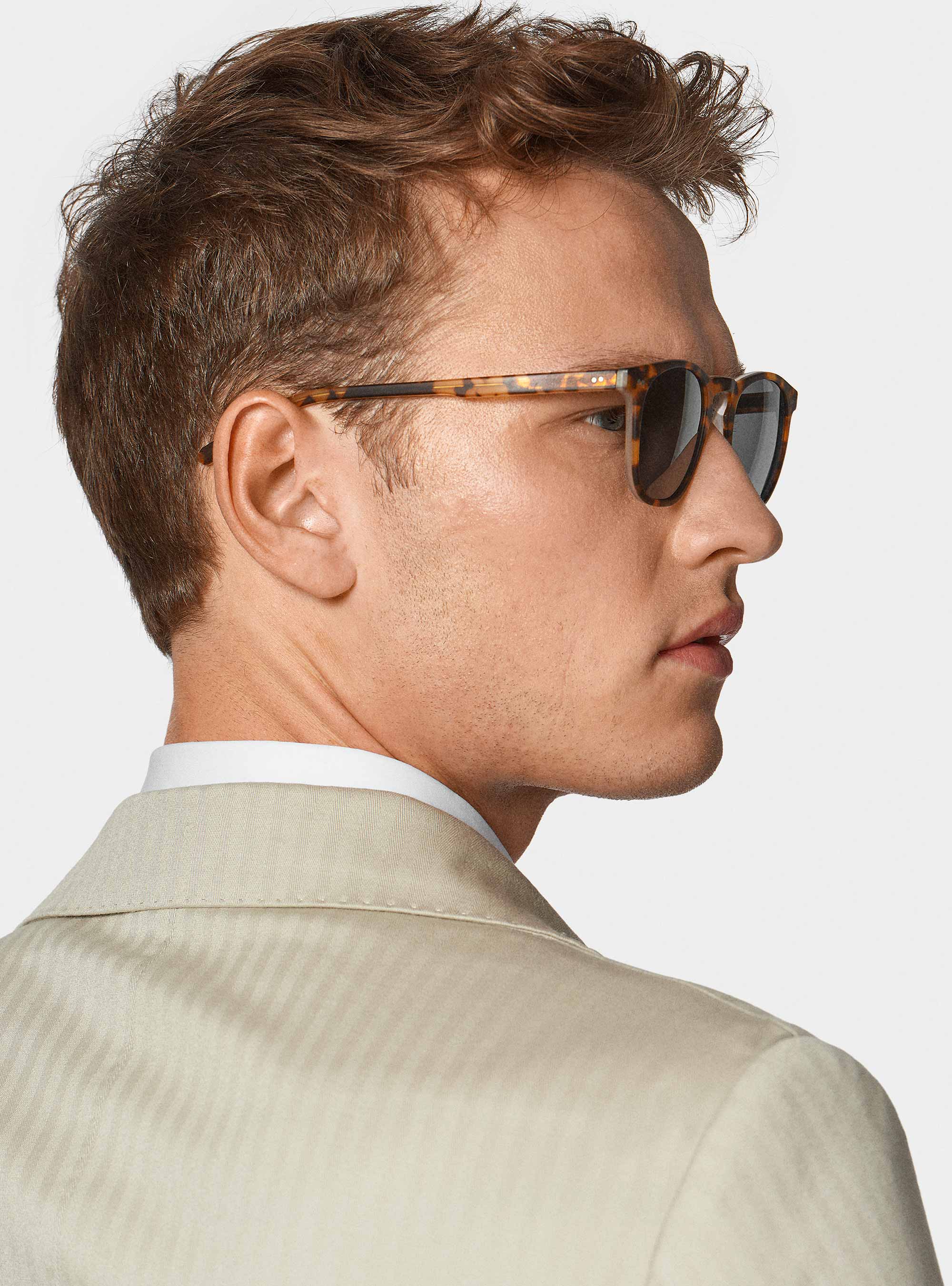 Giacca abito doppiopetto in cotone e lino, ECRU