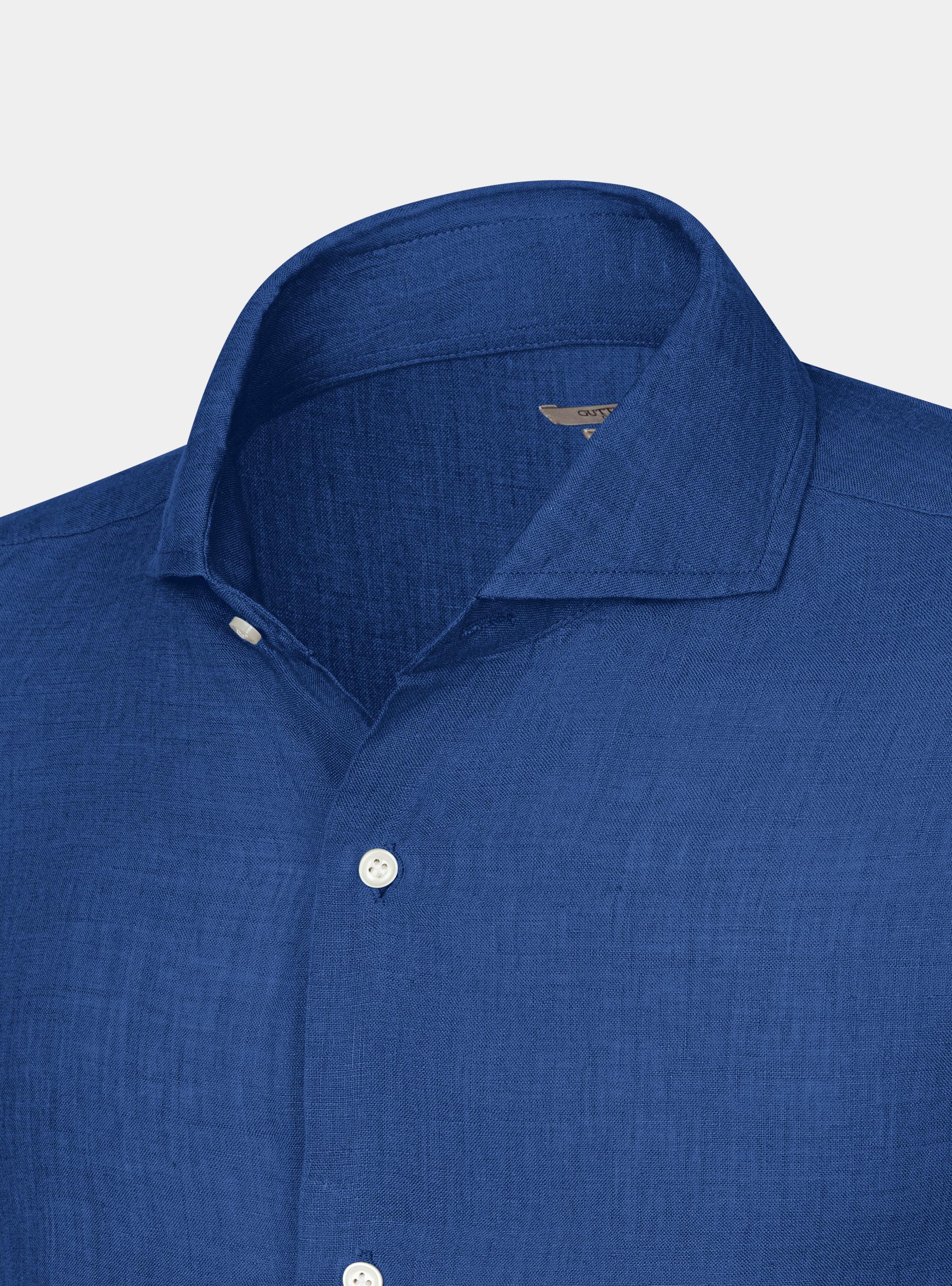 French collar shirt in pure linen, BLUE