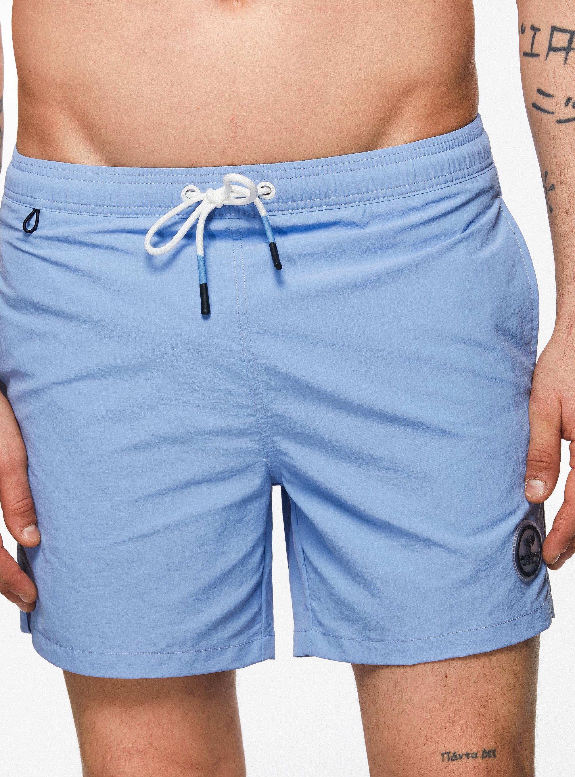 Costume da bagno tinta unita, AZZURRO