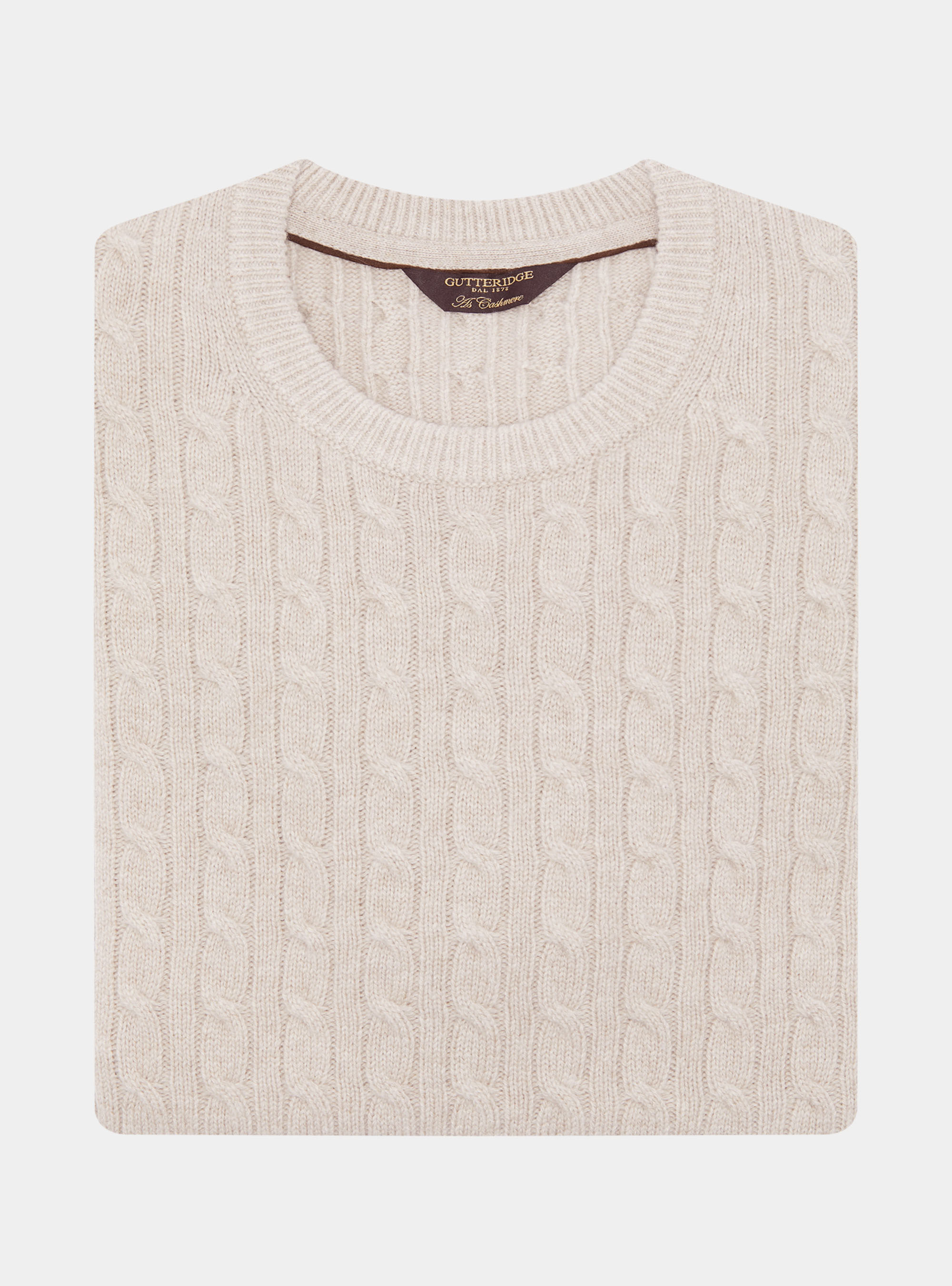 Trikot mit Rundhalsausschnitt und Borte aus Wolle und Kaschmir, ECRU 0560C