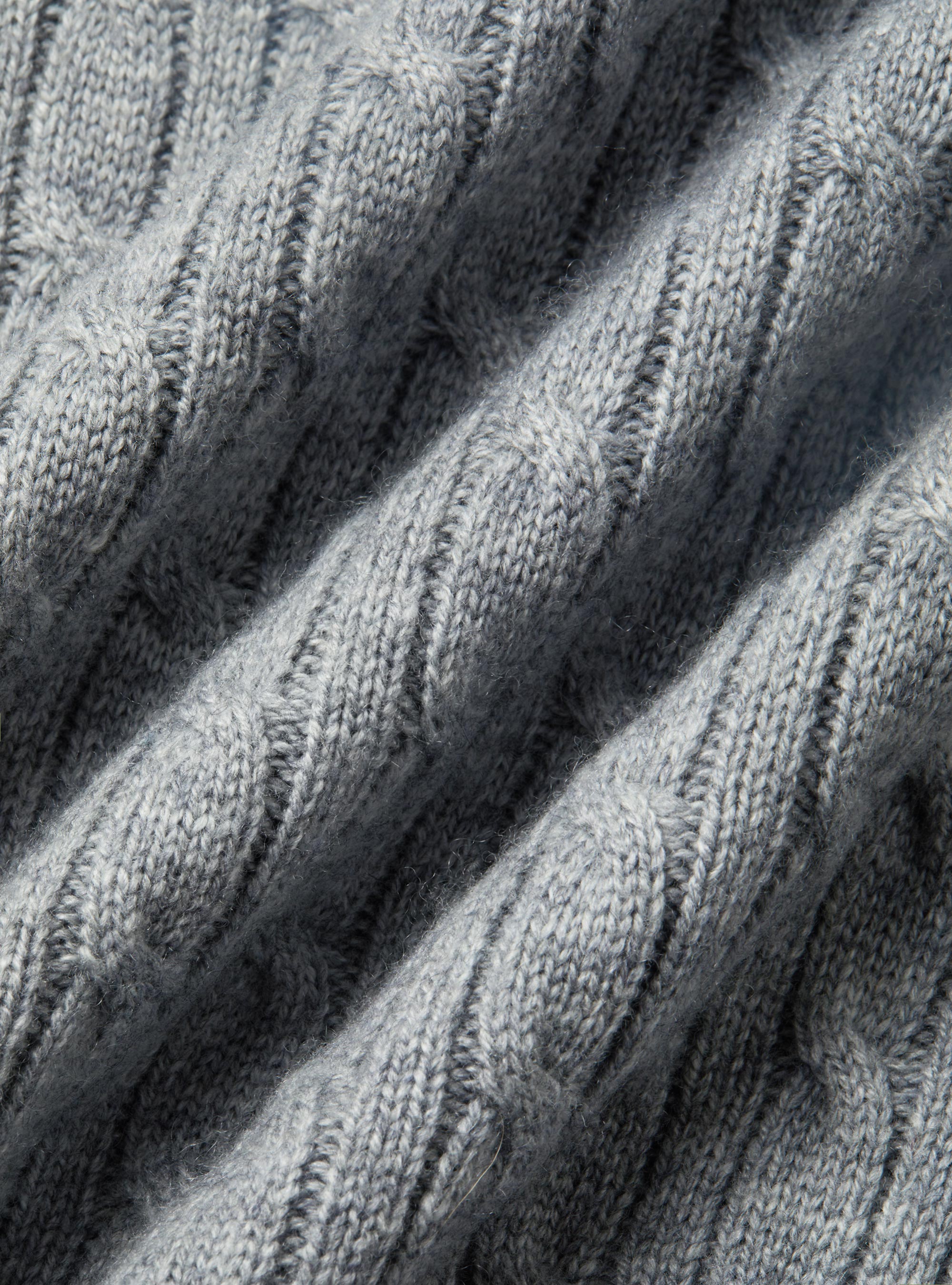 Punto de cuello alto en mezcla de lana con trenza, GRIGIO MELANGE 0151C