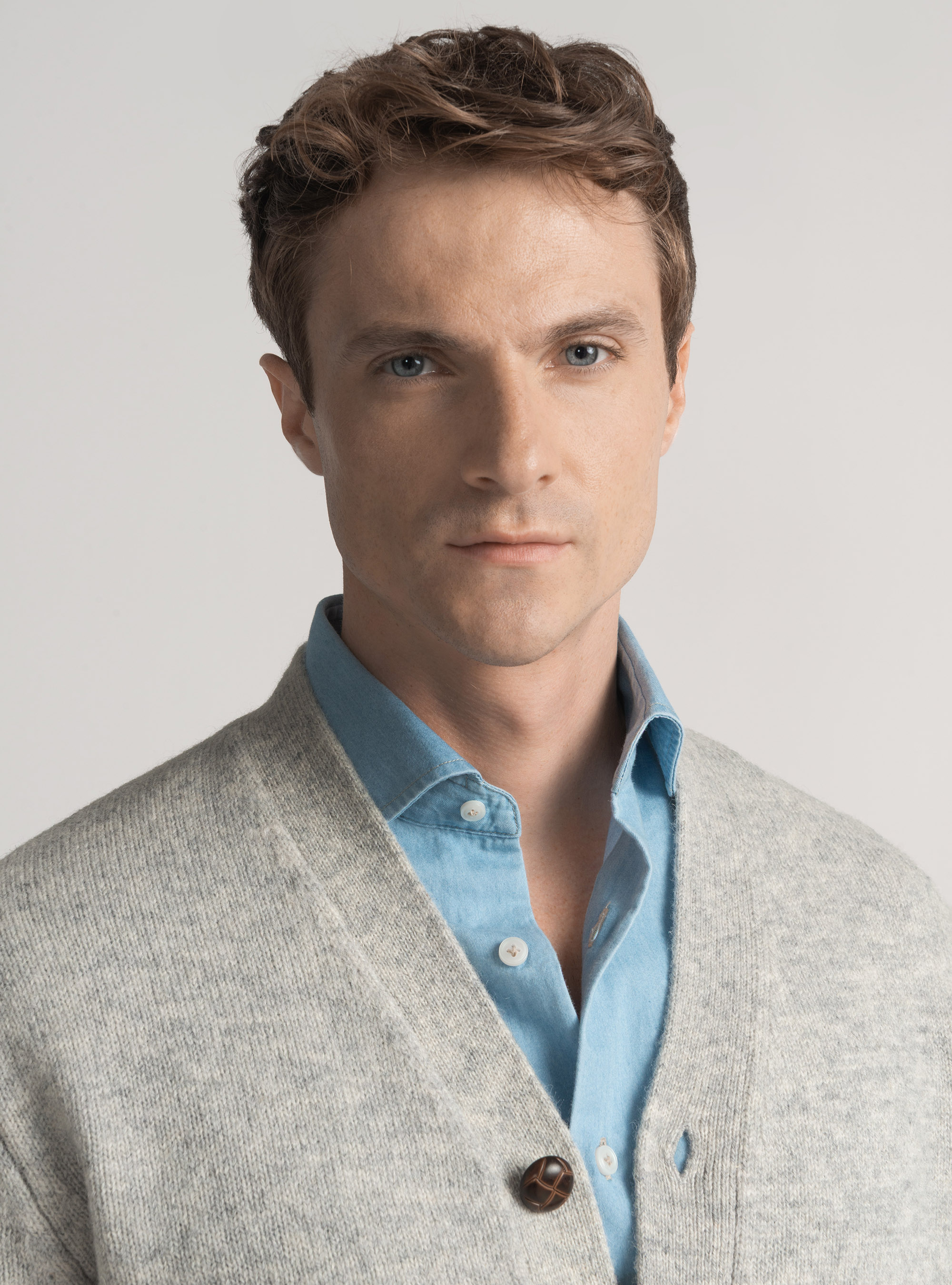 Shetland wool knit cardigan, GRIGIO MELANGE 0151C