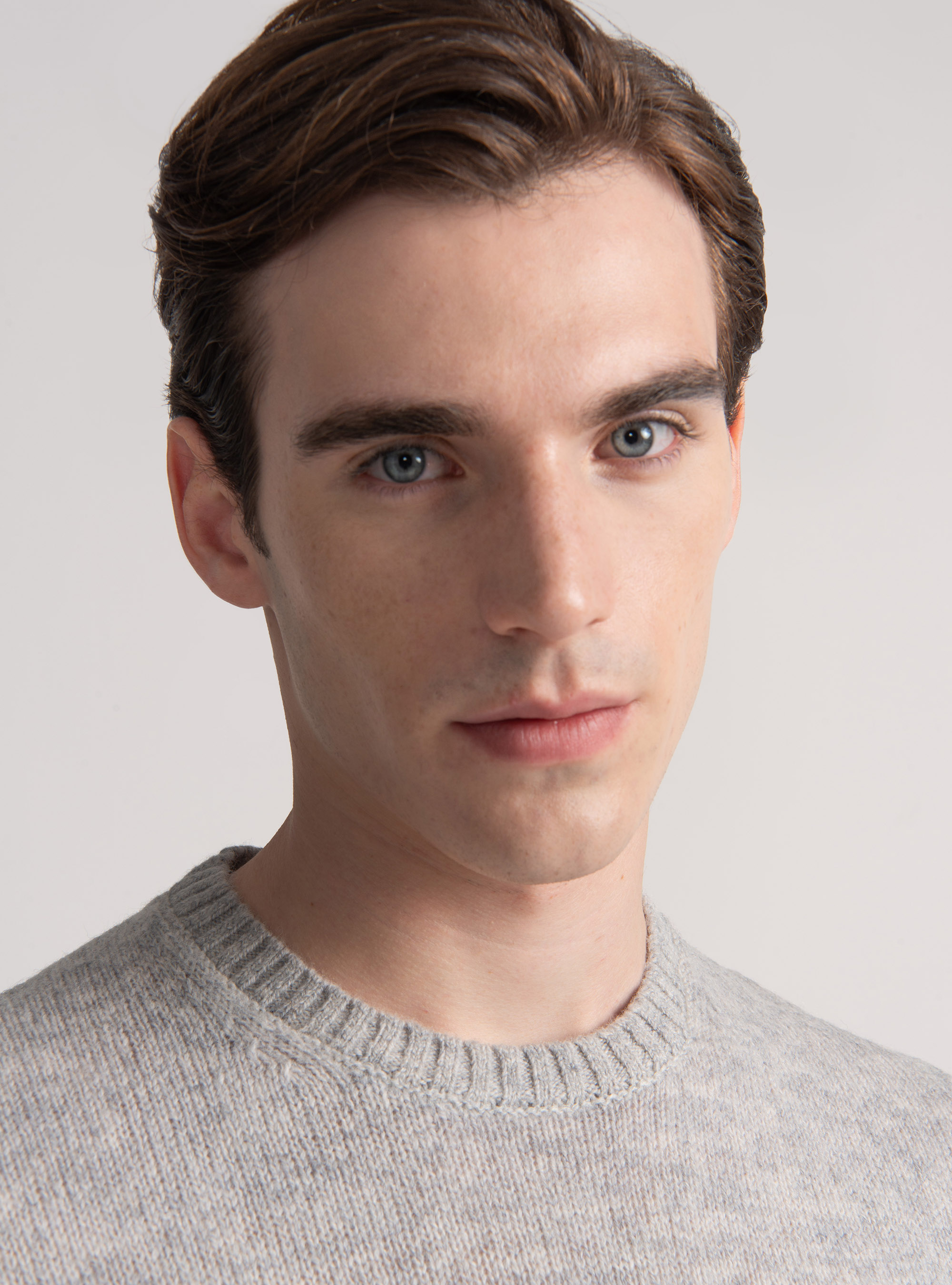 Maglia girocollo in lana shetland, GRIGIO MELANGE 0151C