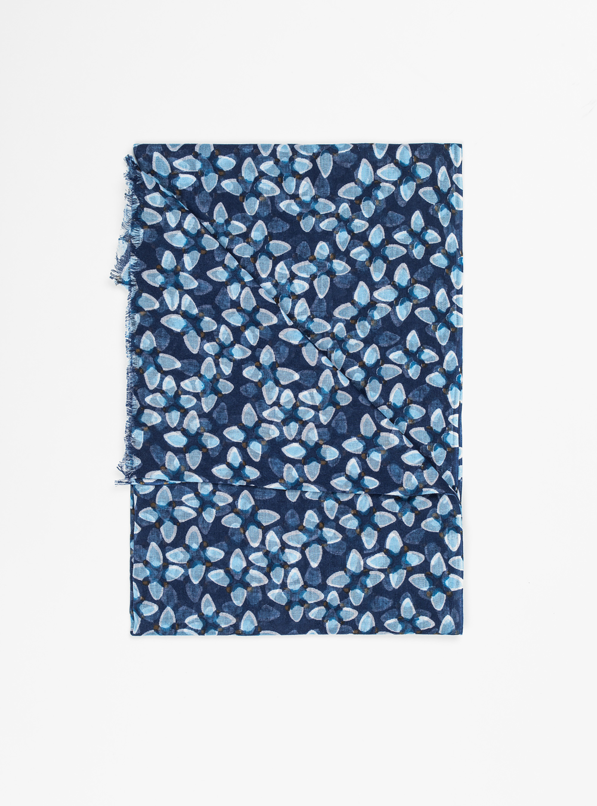 Sciarpa cotone fantasia fiori, BLU