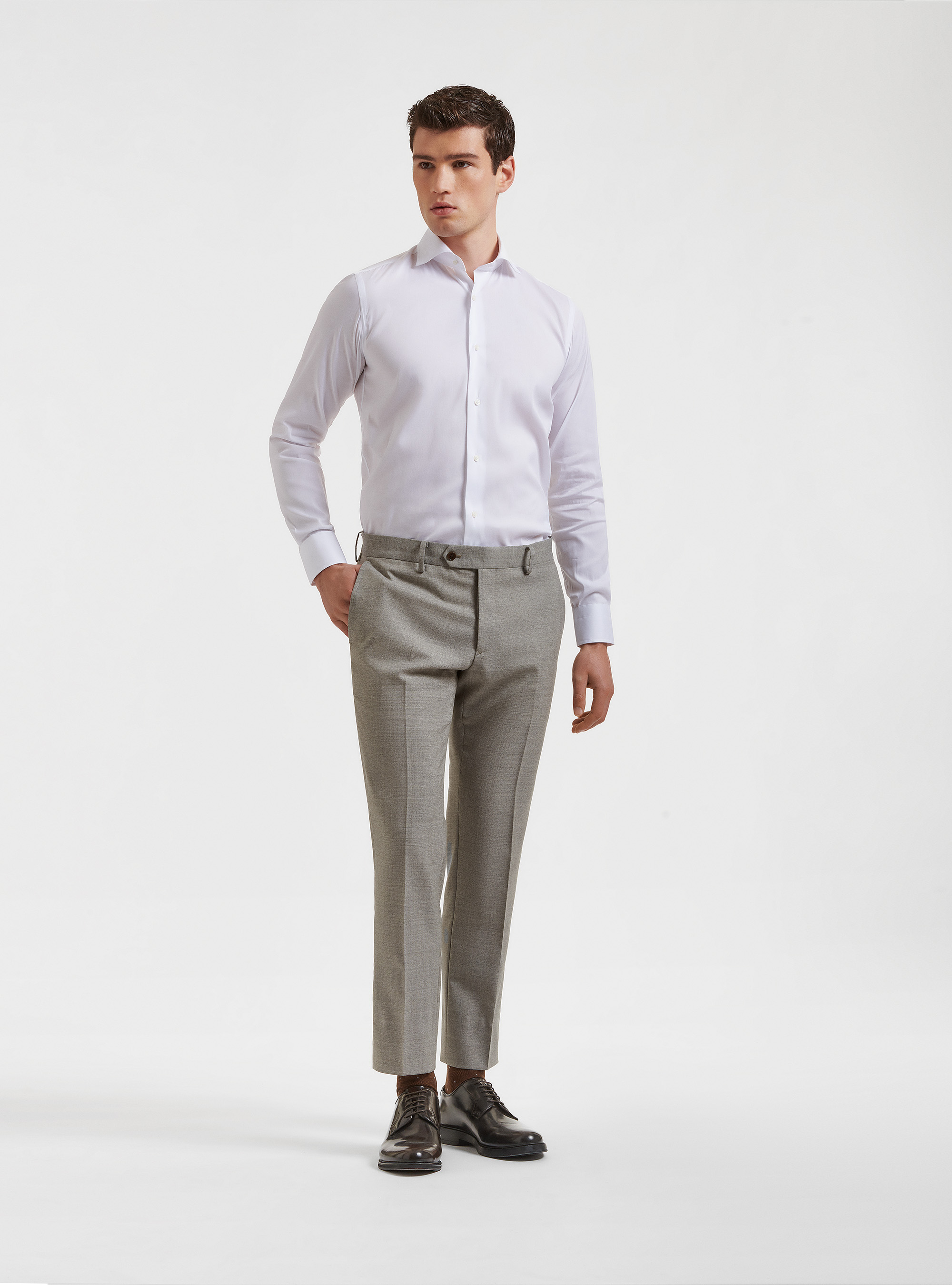 Pantaloni per abito in pura lana Vitale Barberis Canonico, ECRU