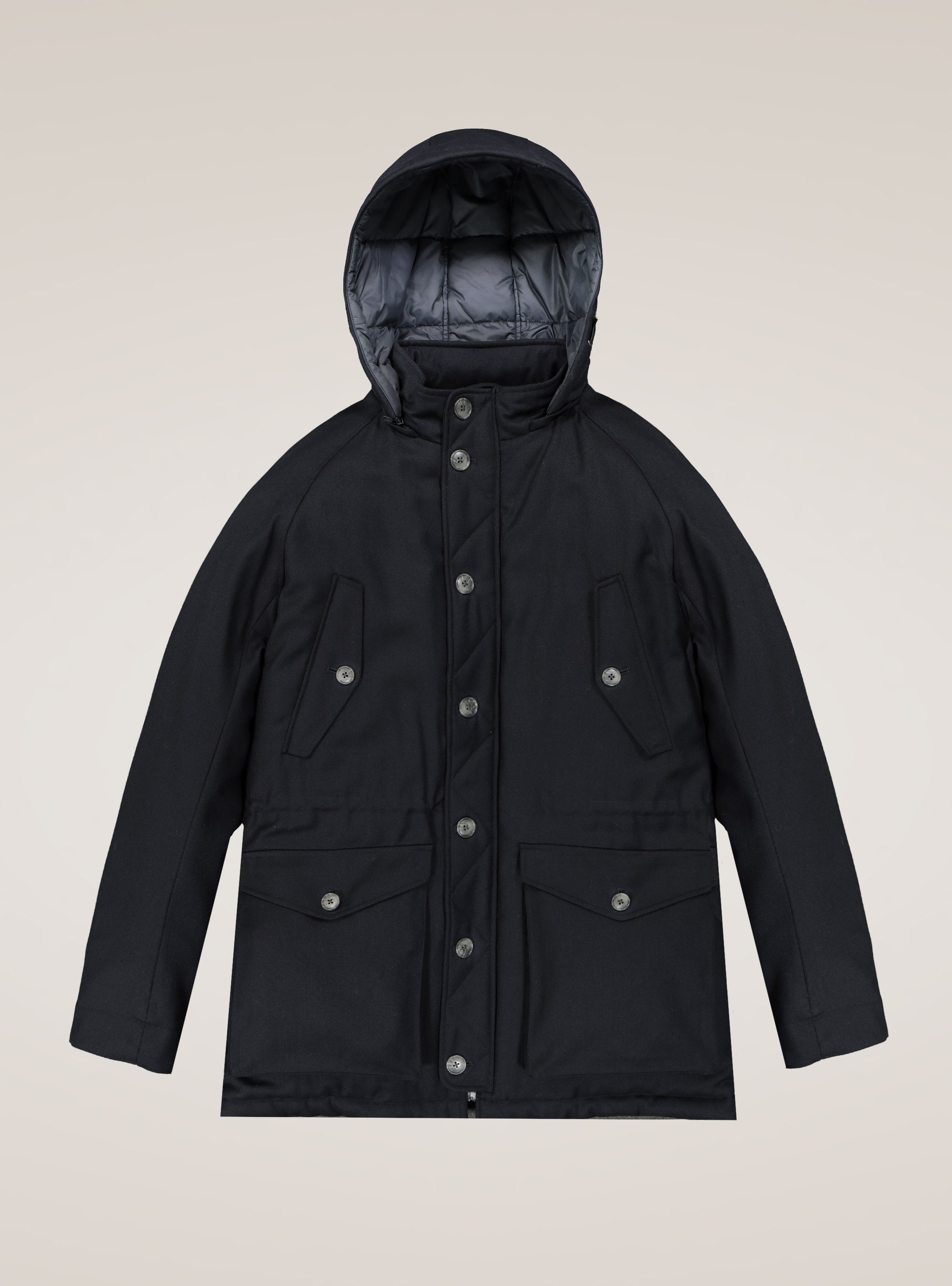 Padded wool jacket, NAVY BLUE