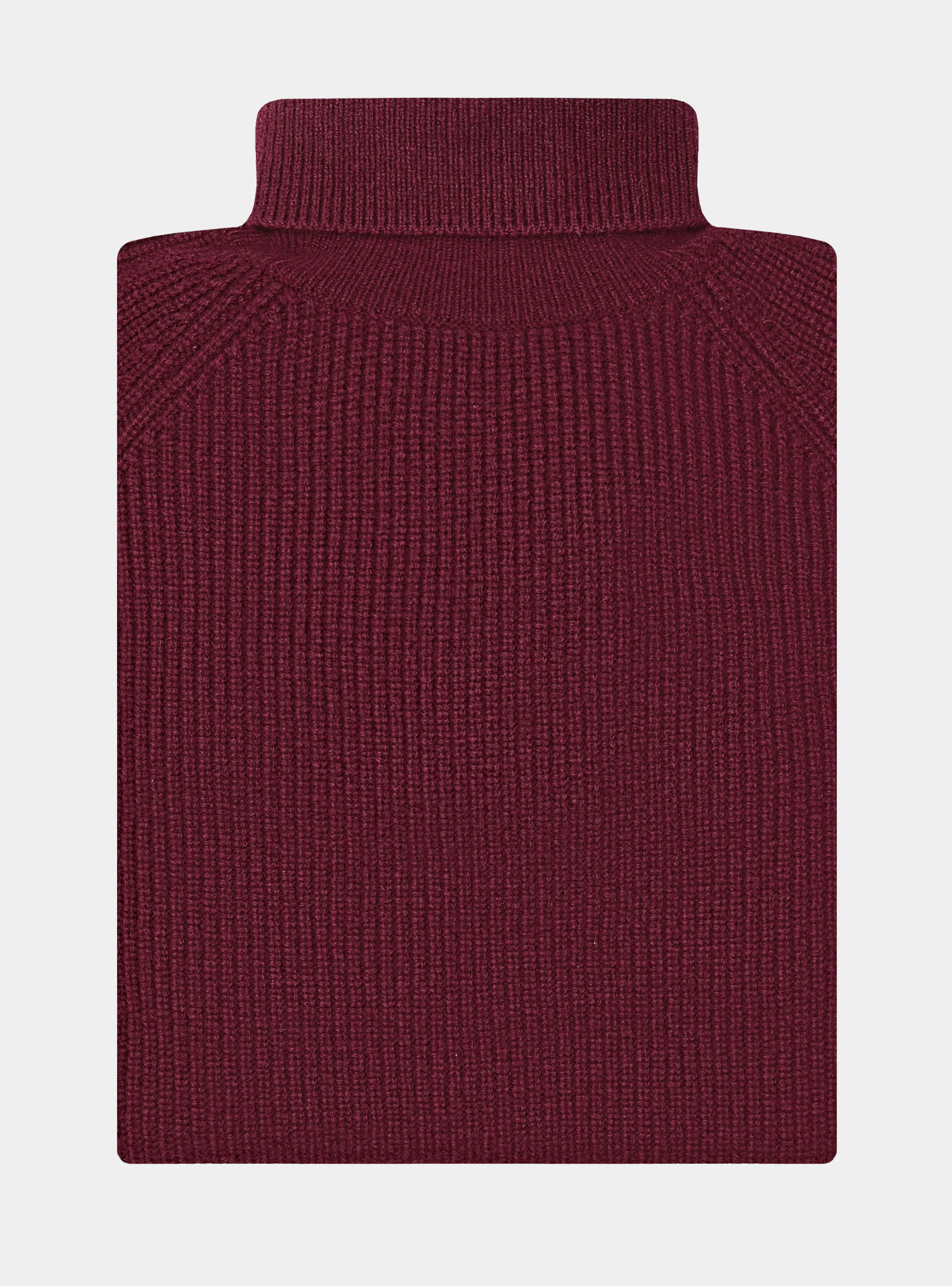 Maglia collo alto a costa perlata in lana merino, BORDEAUX
