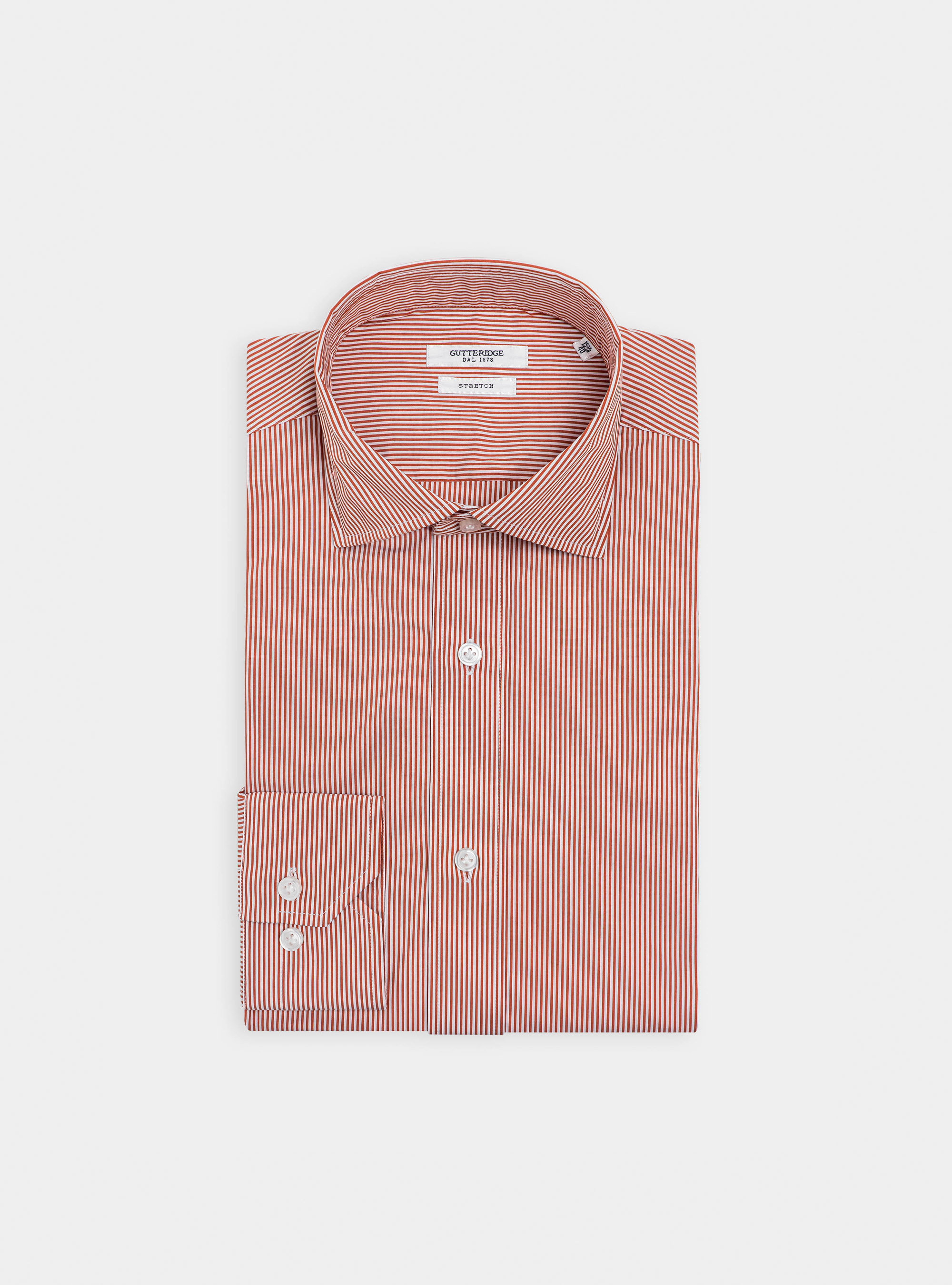 Camicia in popeline di cotone stretch rigato, 0713C ZUCCA