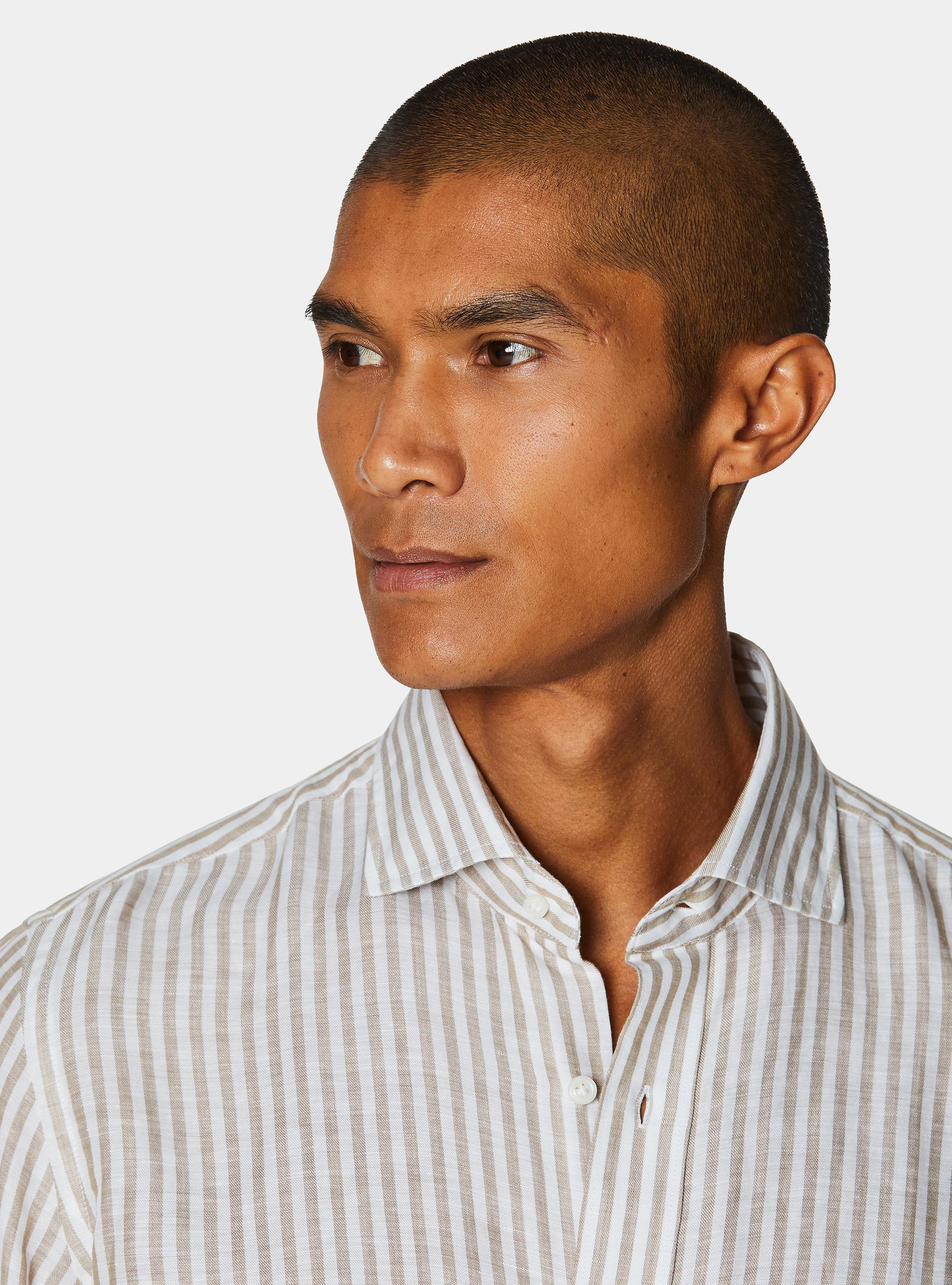 Camisa de rayas en mezcla de lino, ARENA