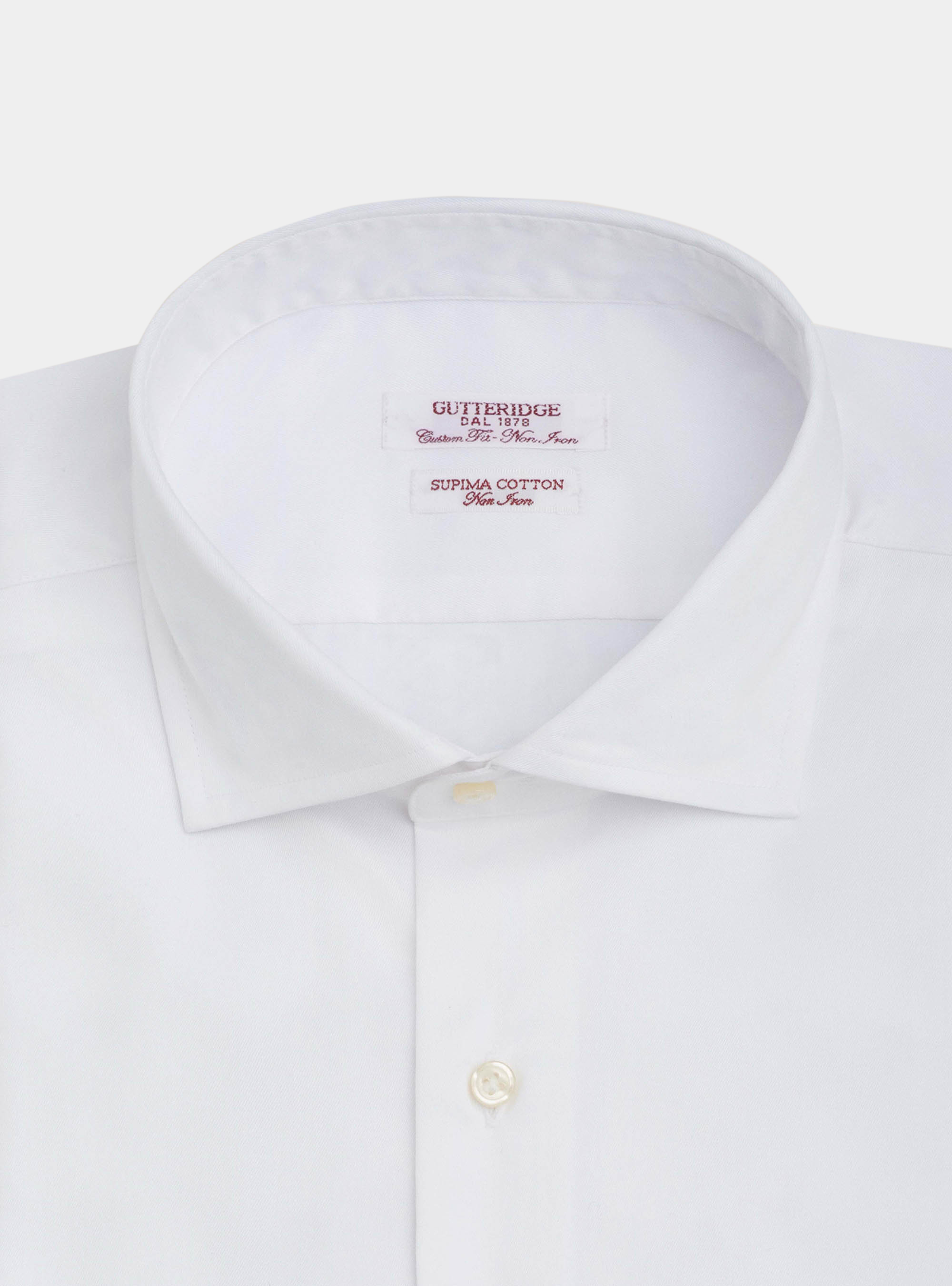 Camicia comfort fit classica in twill di cotone no-iron, BIANCO