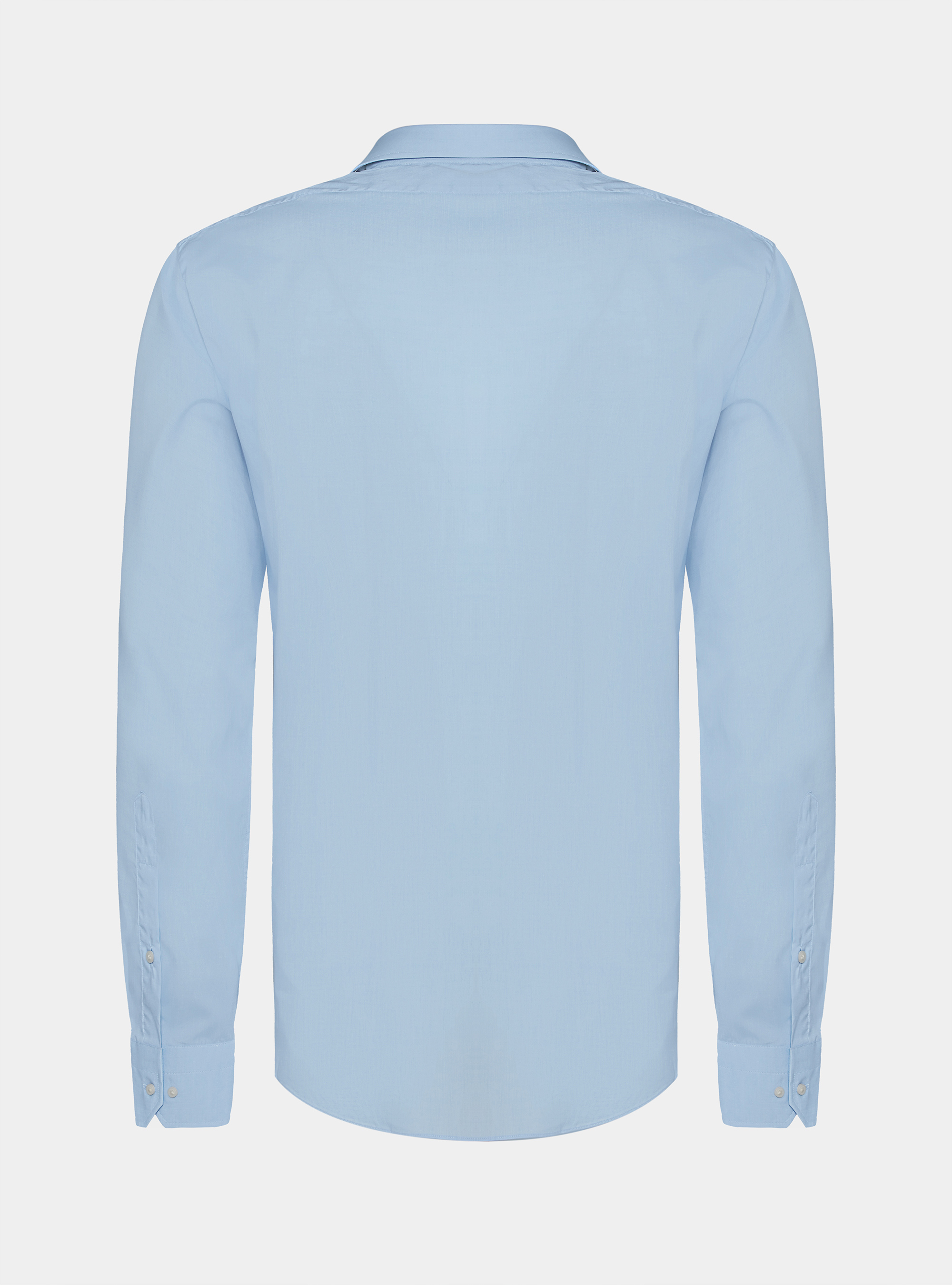 Camicia confort popeline di cotone collo semifranc, LIGHT BLUE