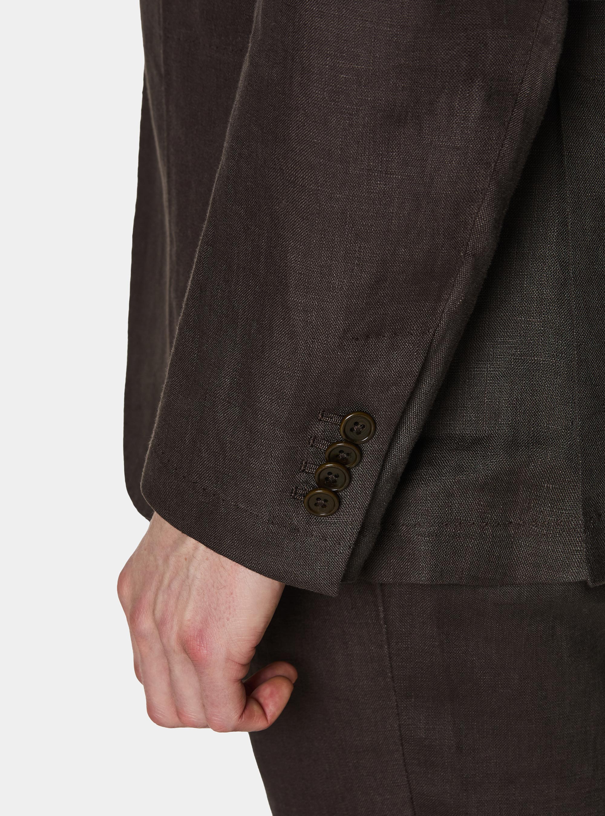 Americana de traje de puro lino, MARRON