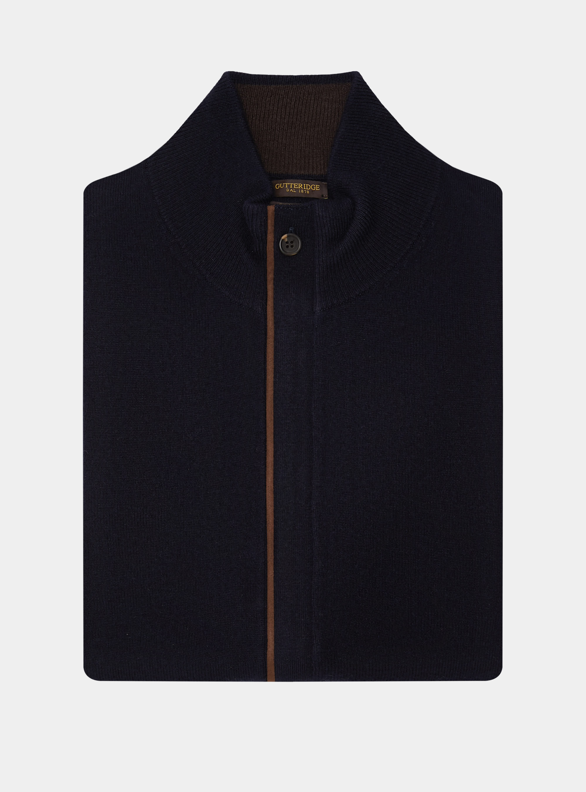 Cardigan in maglia con zip in lana lambswool e cashmere, BLU NAVY