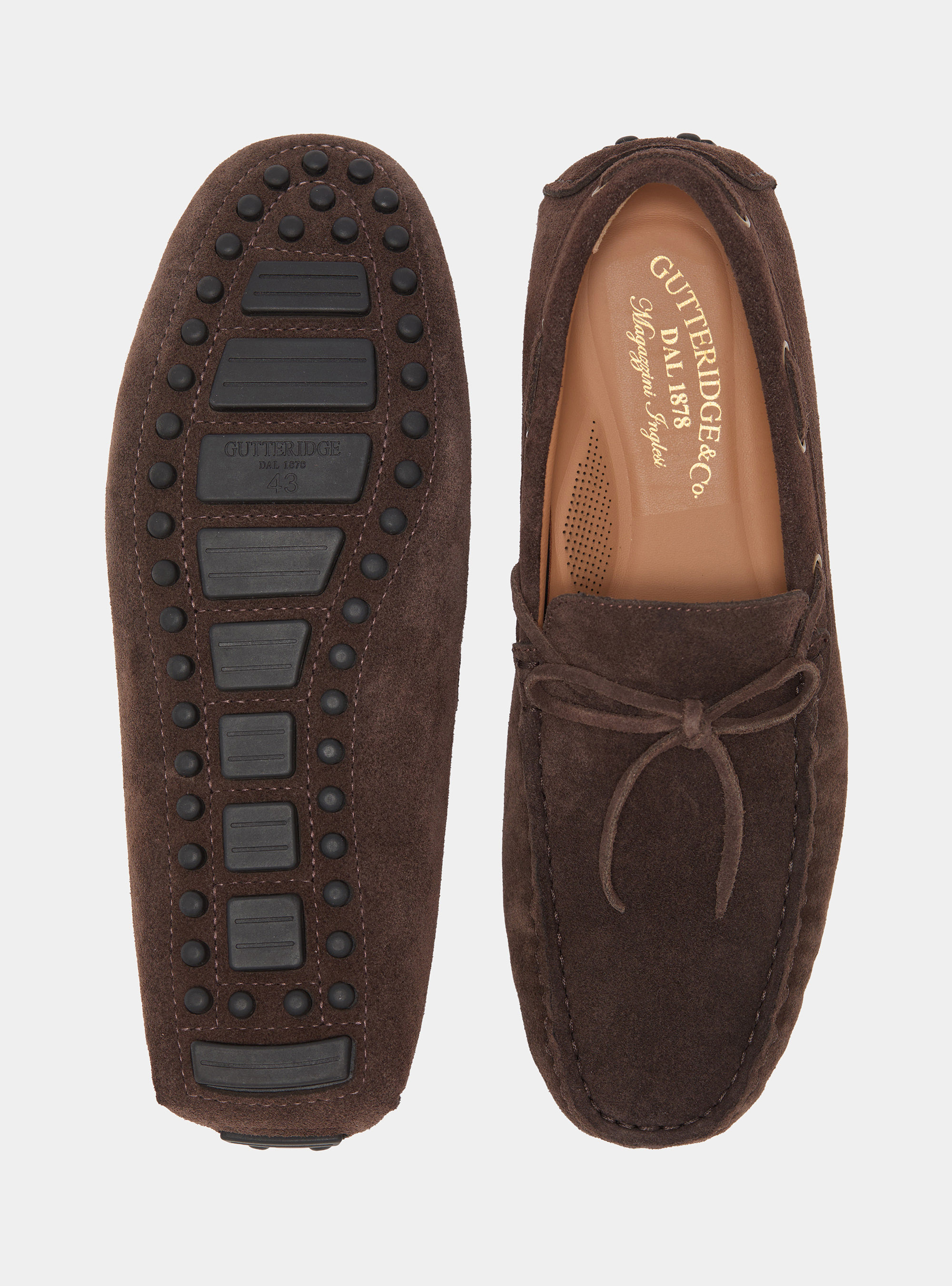 Mocassini in suede da barca, BROWN