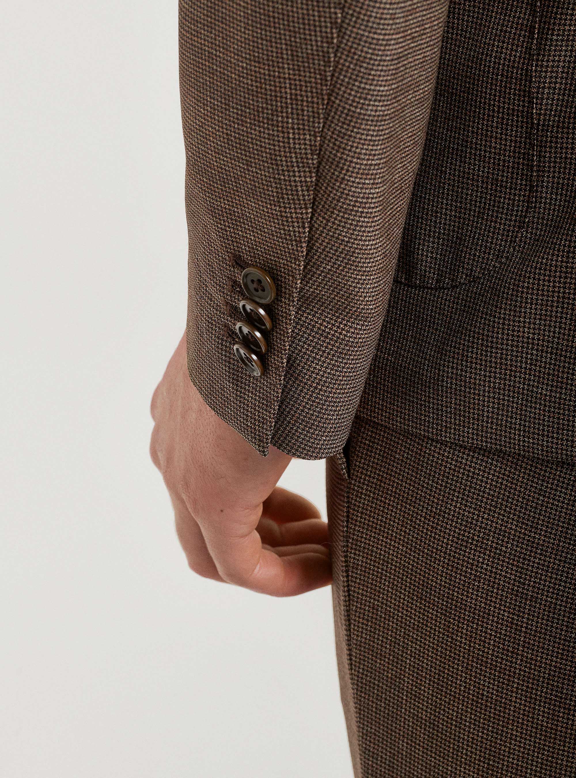 Giacca per abito in pura lana pied de poule, MARRONE